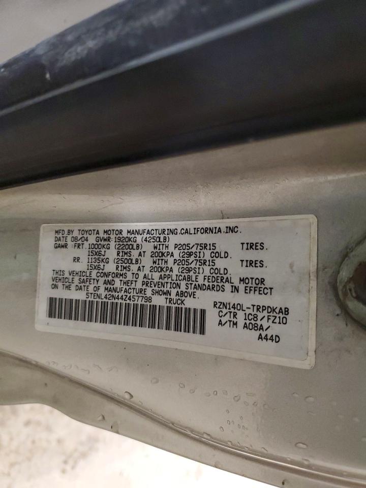 2004 Toyota Tacoma Base Silver vin: 5TENL42N44Z457798