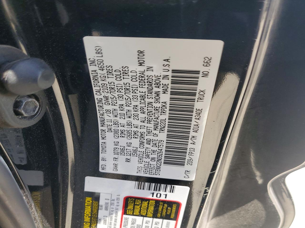 2009 Toyota Tacoma Base Черный vin: 5TENX22N09Z647579
