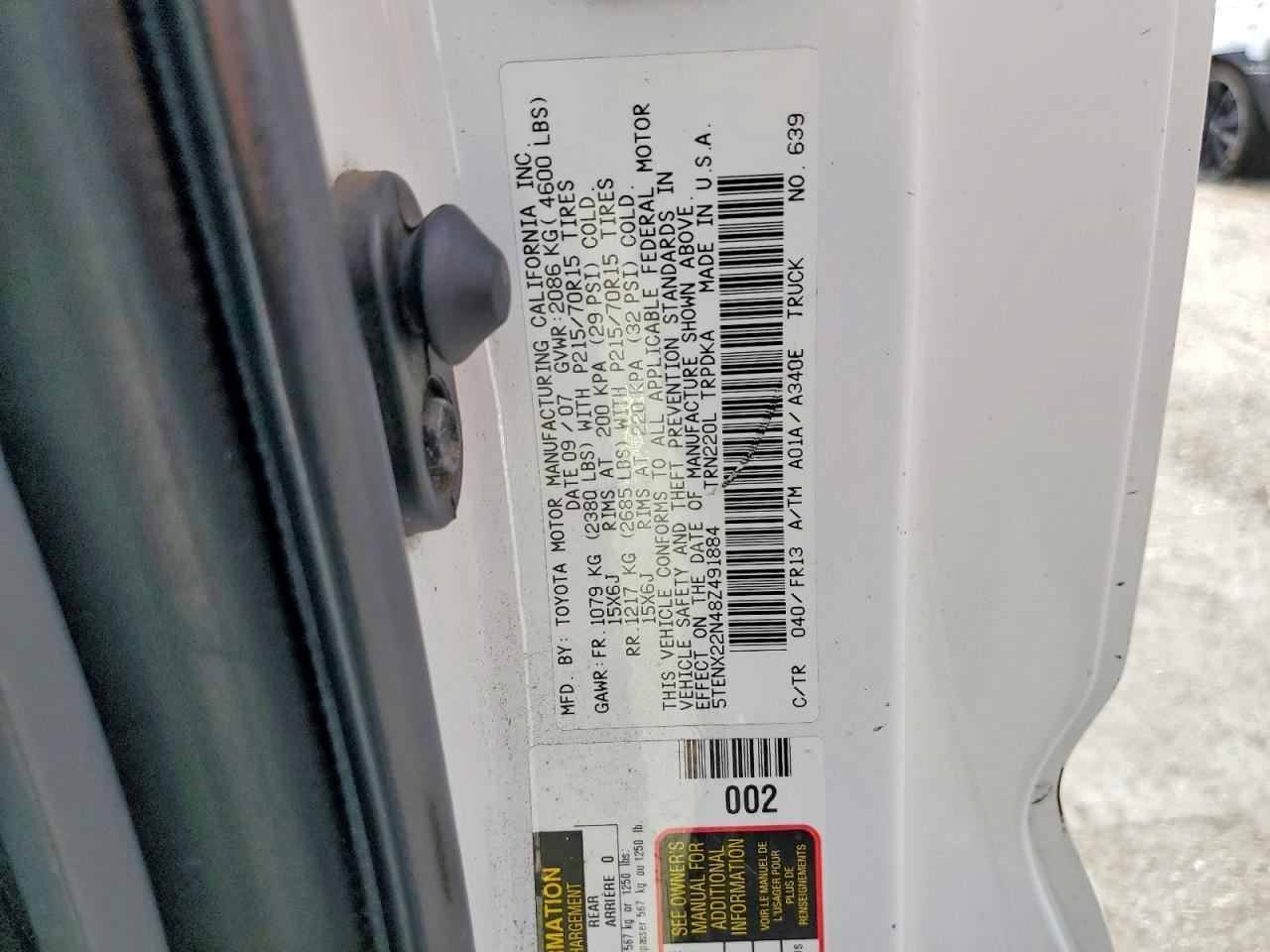 2008 Toyota Tacoma Base White vin: 5TENX22N48Z491884