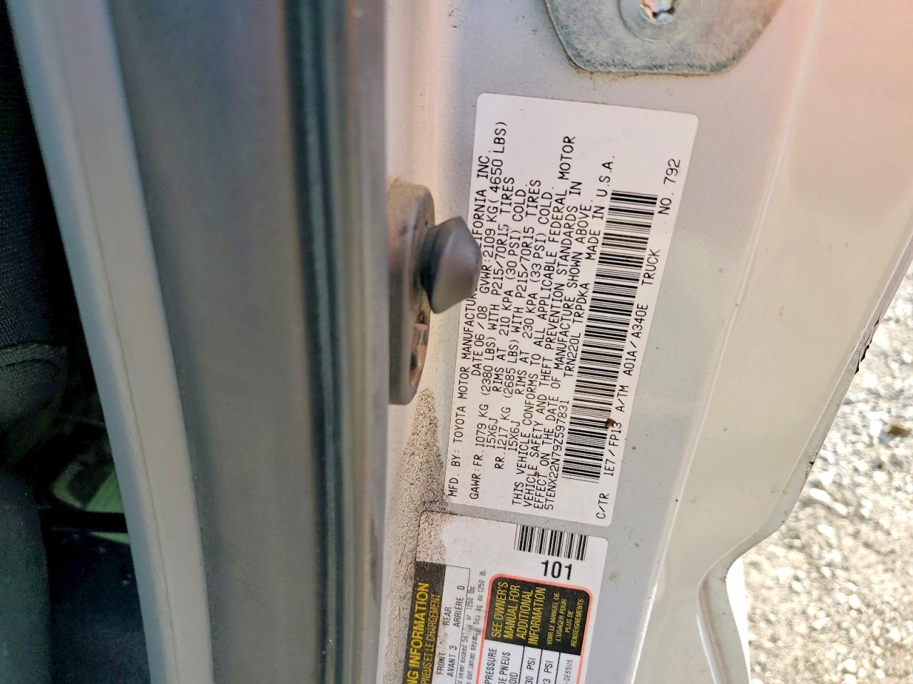 2009 Toyota Tacoma Base Silver vin: 5TENX22N79Z597831