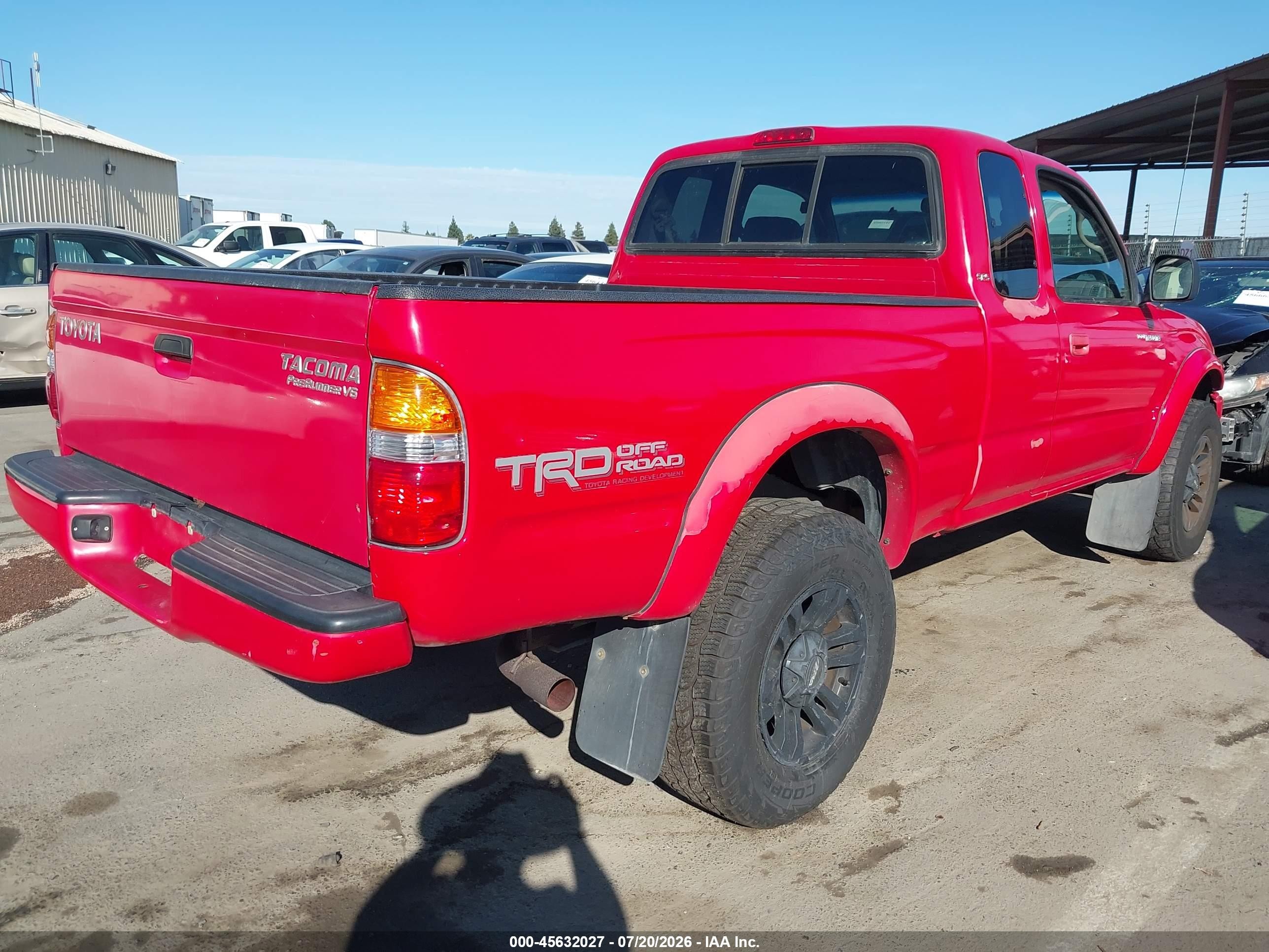 2004 Toyota Tacoma Prerunner V6 Red vin: 5TESN92N74Z415796