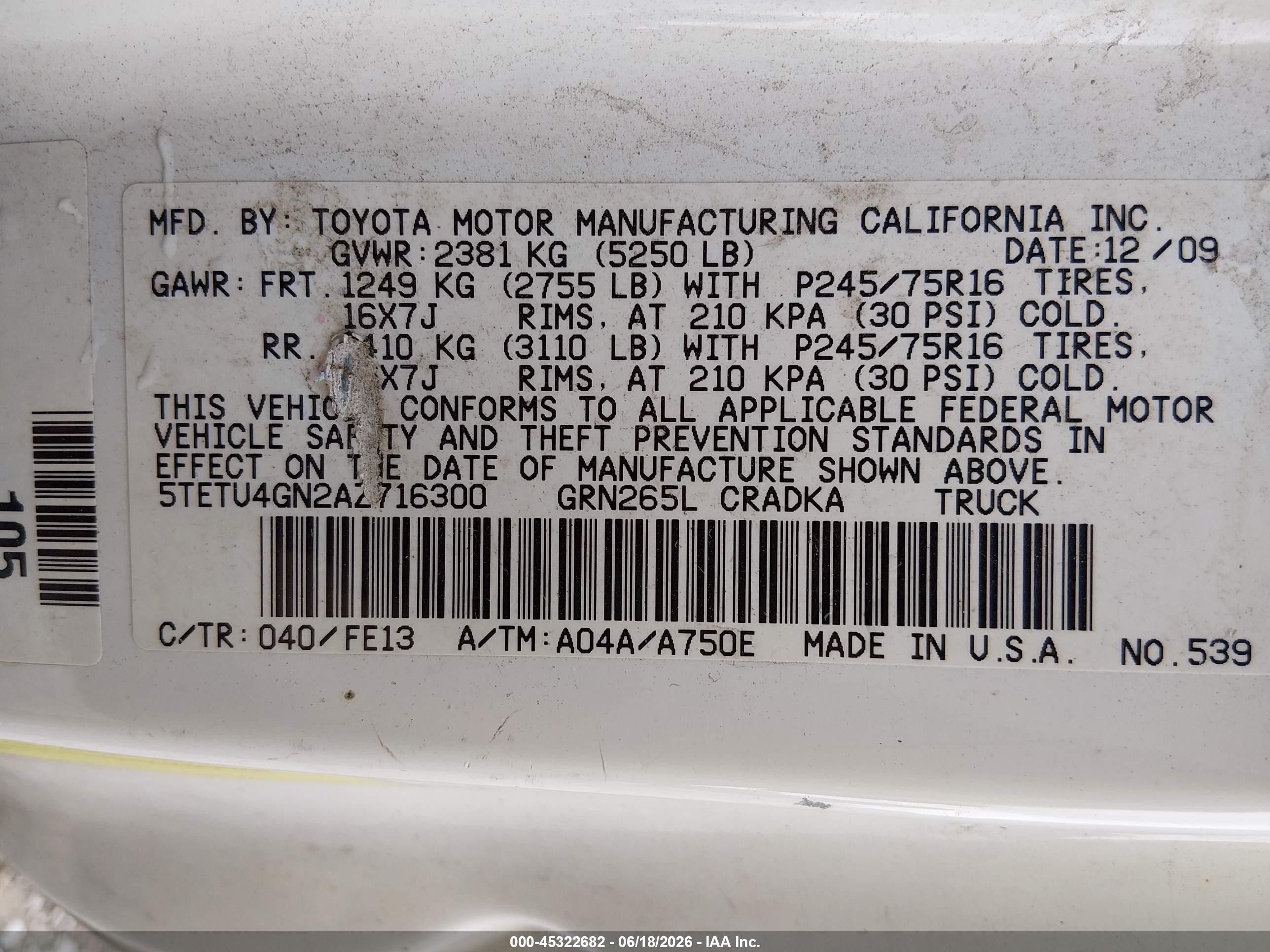 2010 Toyota Tacoma Prerunner V6 White vin: 5TETU4GN2AZ716300