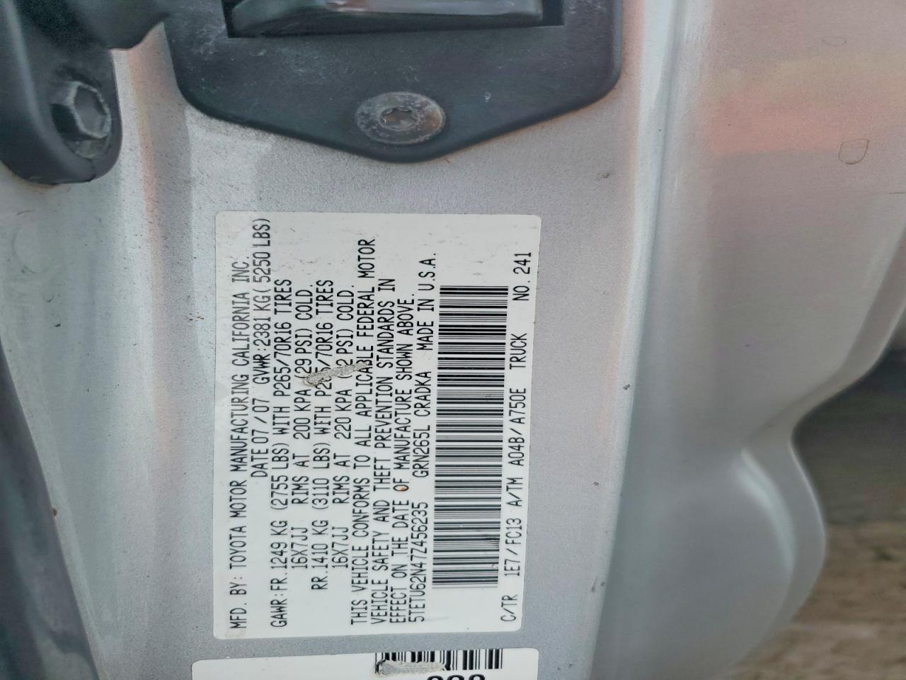 2007 Toyota Tacoma Prerunner Access Cab Silver vin: 5TETU62N47Z456235