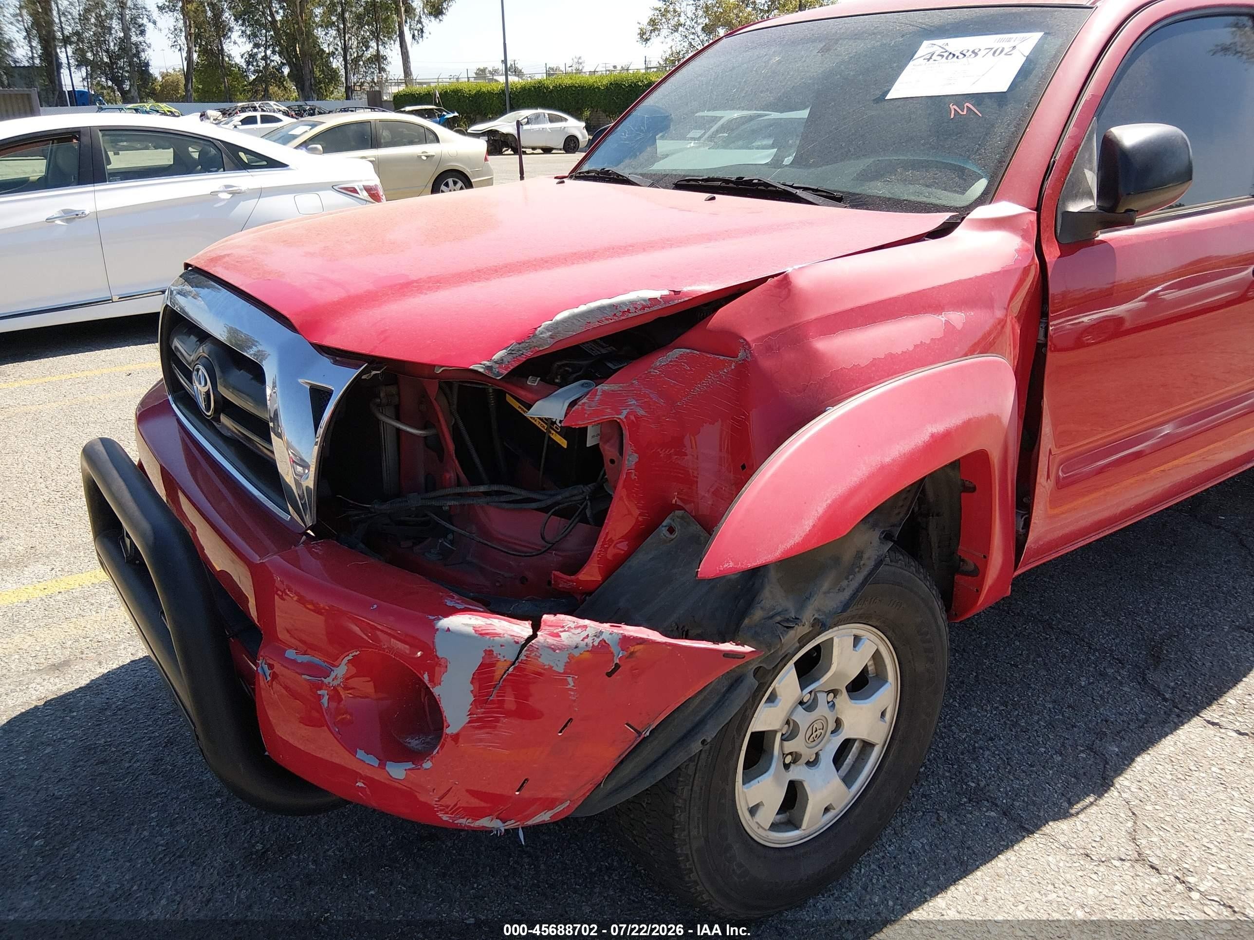 2007 Toyota Tacoma Prerunner Red vin: 5TETX62N97Z445545