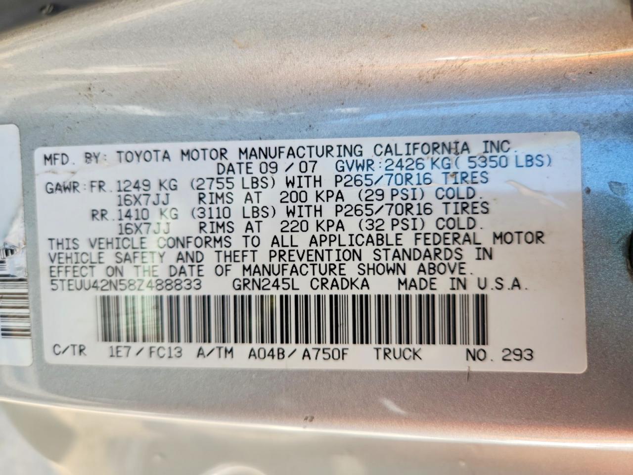 2008 Toyota Tacoma Access Cab Silver vin: 5TEUU42N58Z488833