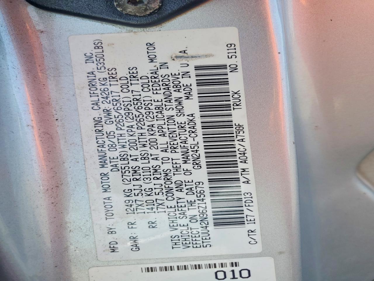 2006 Toyota Tacoma Access Cab Silver vin: 5TEUU42N96Z145679