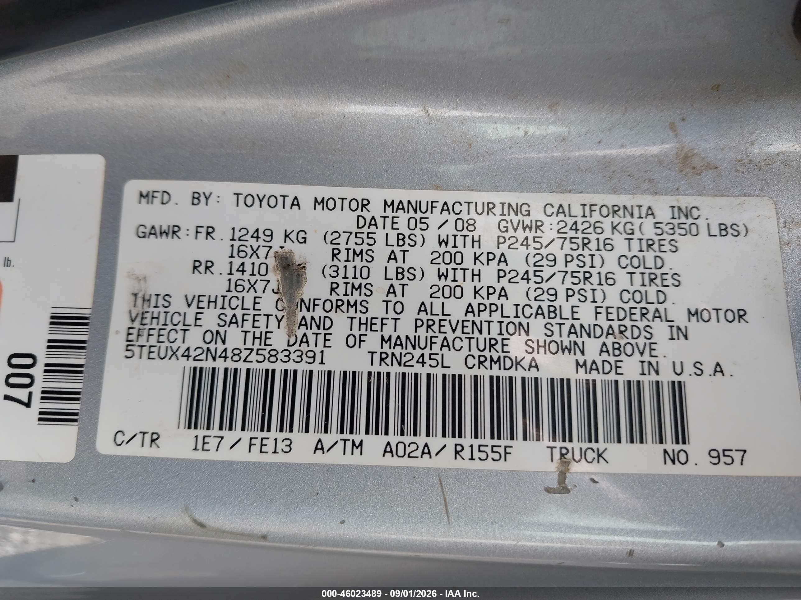 2008 Toyota Tacoma Access Cab Silver vin: 5TEUX42N48Z583391