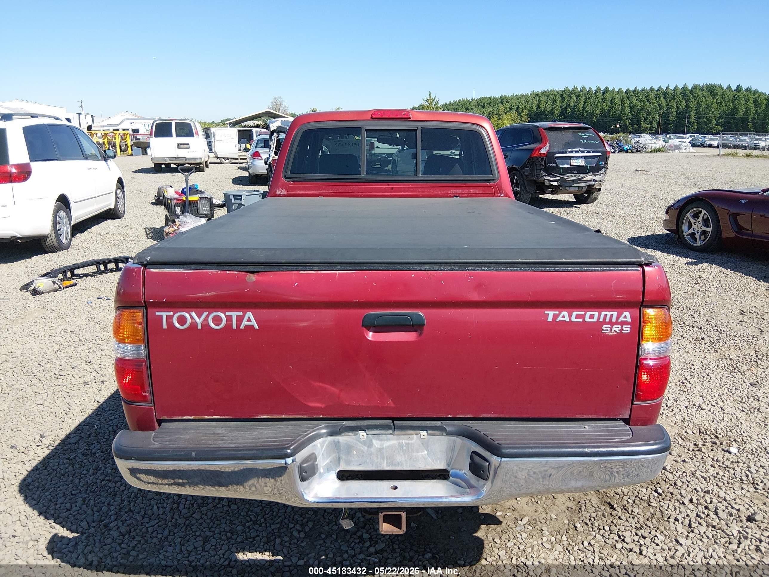 2002 Toyota Tacoma   Red vin: 5TEVL52N22Z025519