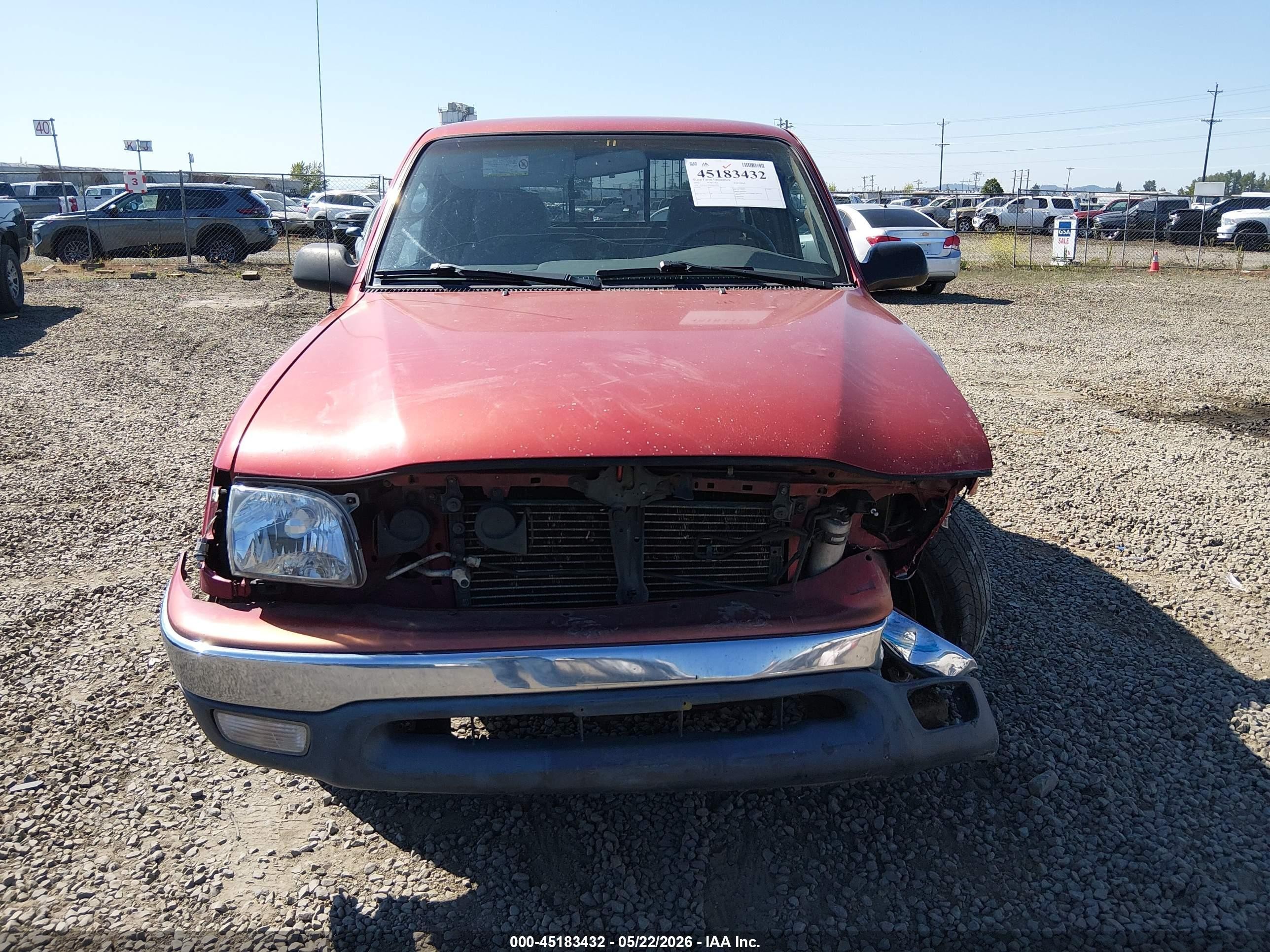 2002 Toyota Tacoma   Red vin: 5TEVL52N22Z025519