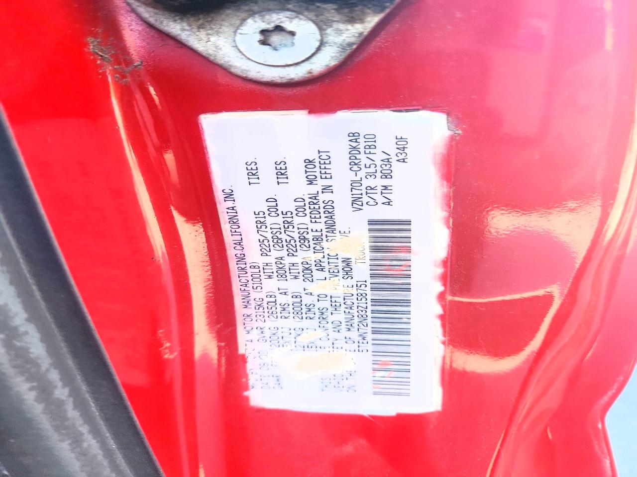 2003 Toyota Tacoma Xtracab Red vin: 5TEWN72N83Z158751