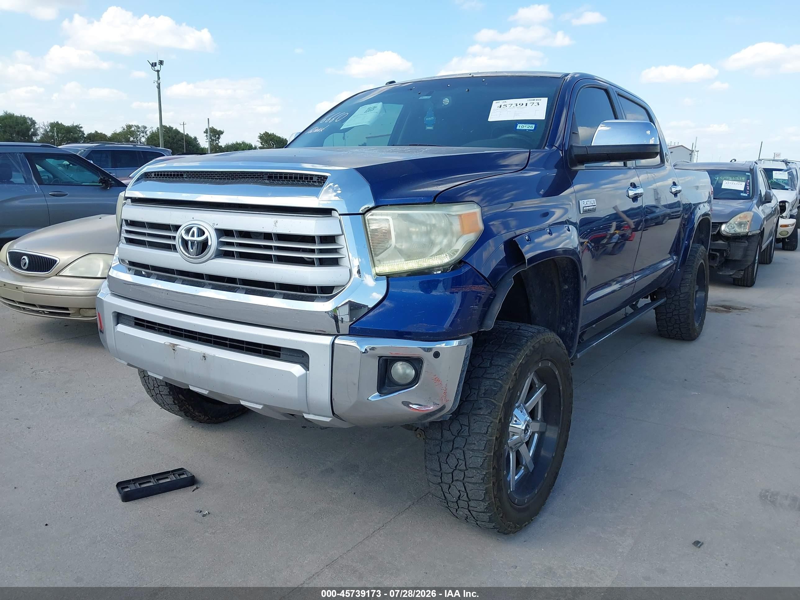 2014 Toyota Tundra Platinum 5.7l V8 Blue vin: 5TFAW5F14EX357082