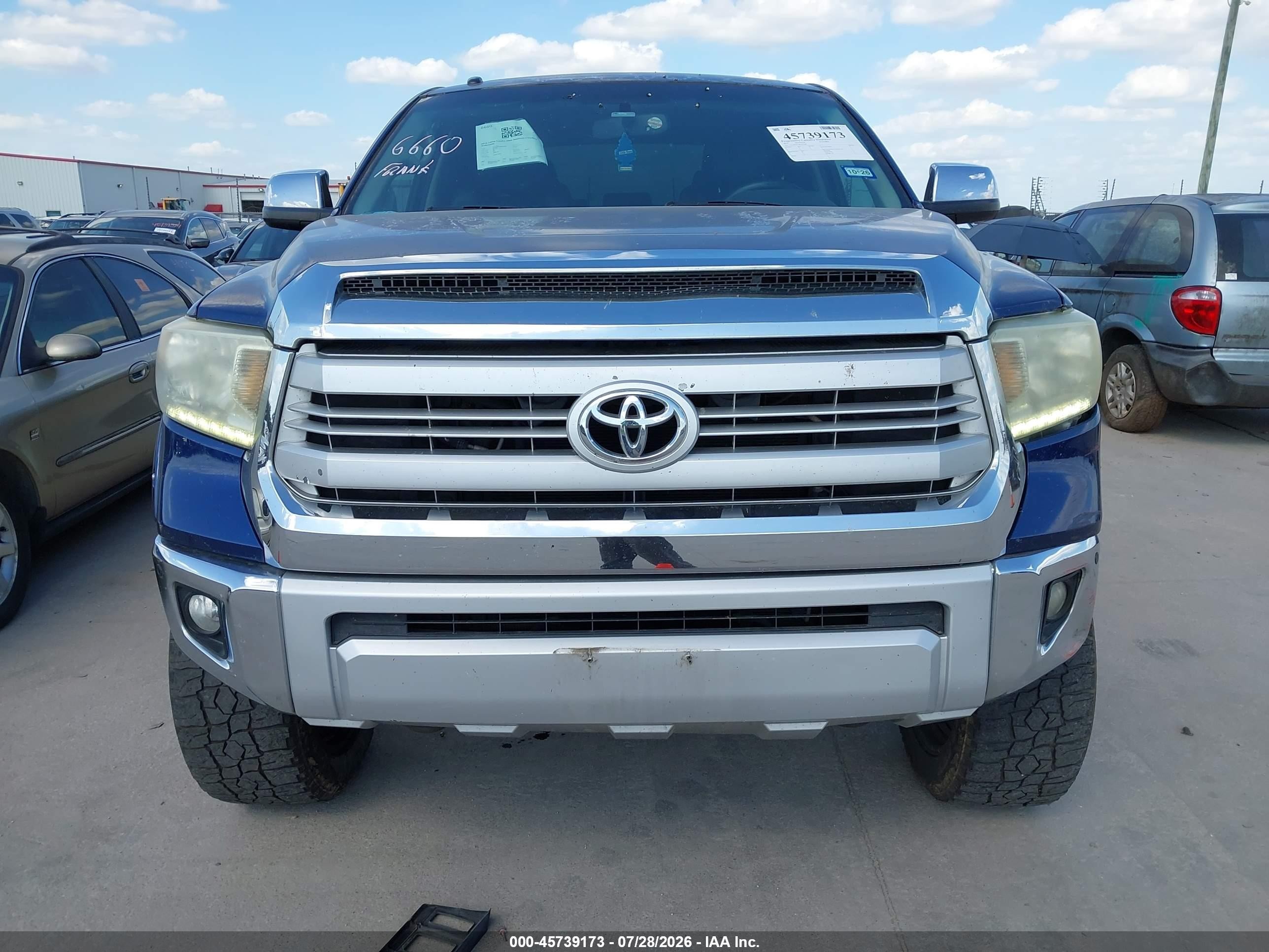 2014 Toyota Tundra Platinum 5.7l V8 Blue vin: 5TFAW5F14EX357082