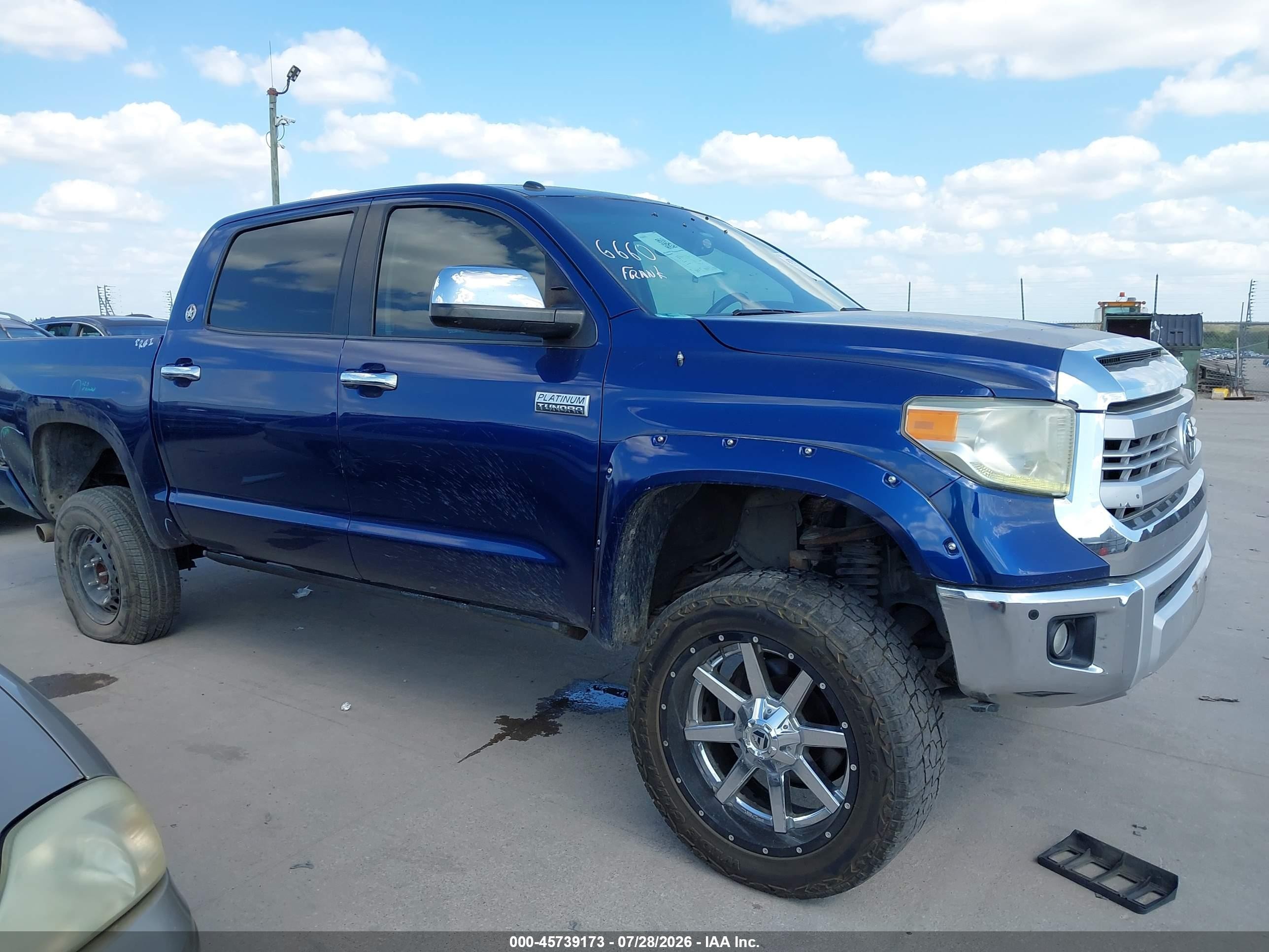 2014 Toyota Tundra Platinum 5.7l V8 Blue vin: 5TFAW5F14EX357082