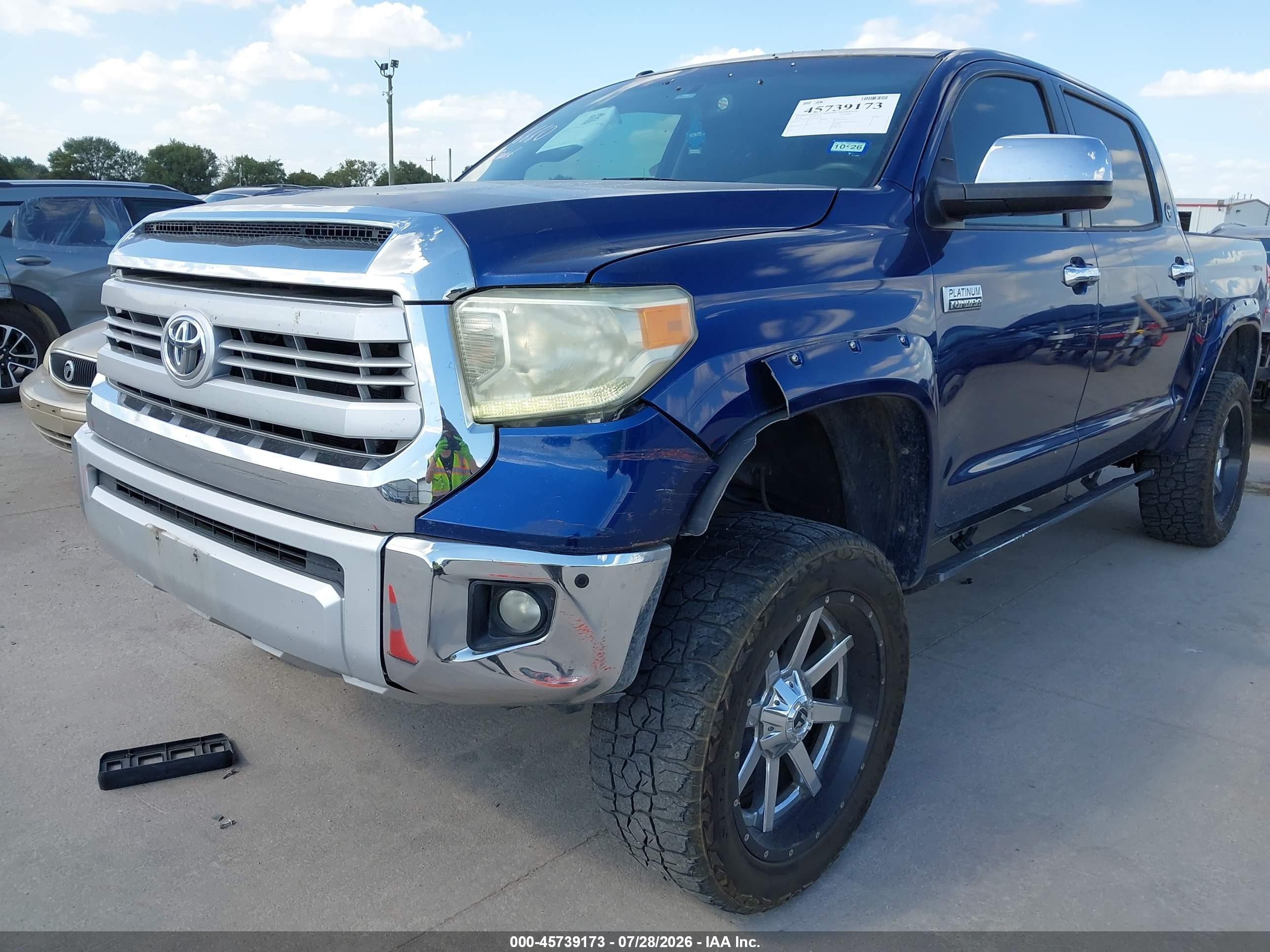 2014 Toyota Tundra Platinum 5.7l V8 Blue vin: 5TFAW5F14EX357082