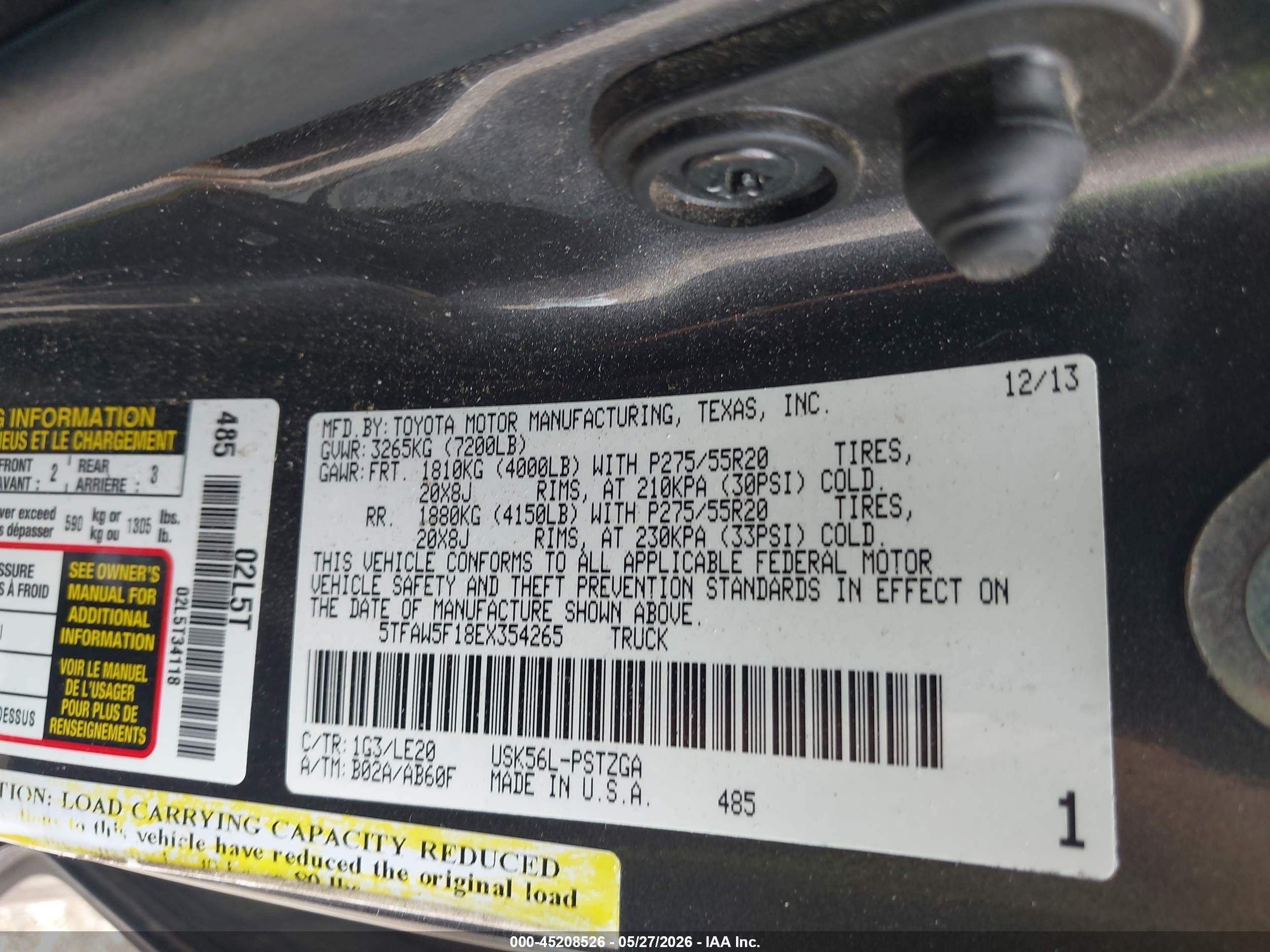 2014 Toyota Tundra Platinum 5.7l V8 Gray vin: 5TFAW5F18EX354265