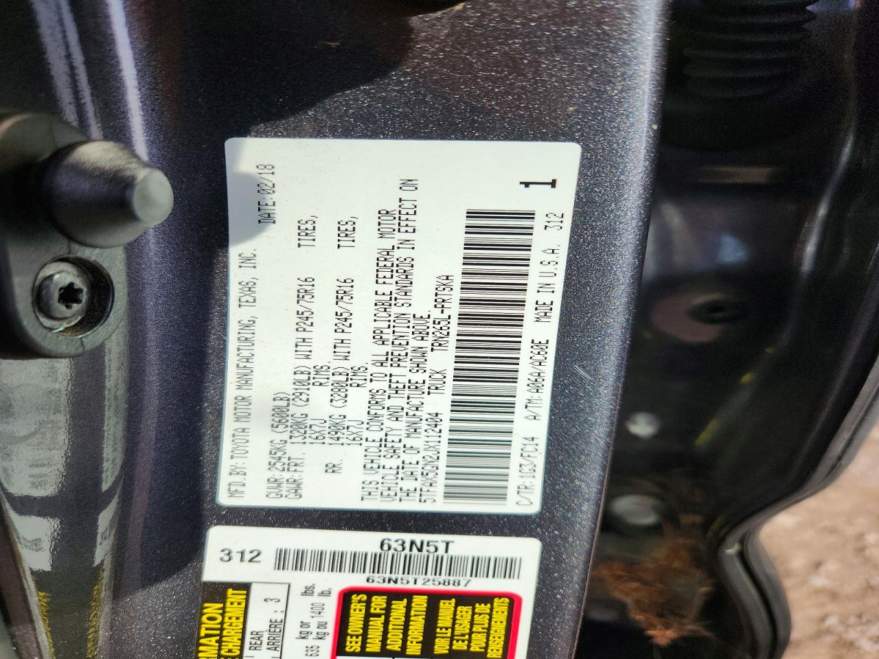 2018 Toyota Tacoma Sr5 Серый vin: 5TFAX5GN2JX112404