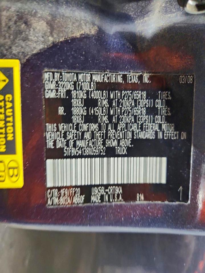 2008 Toyota Tundra Sr5 Gray vin: 5TFBV54138X059752