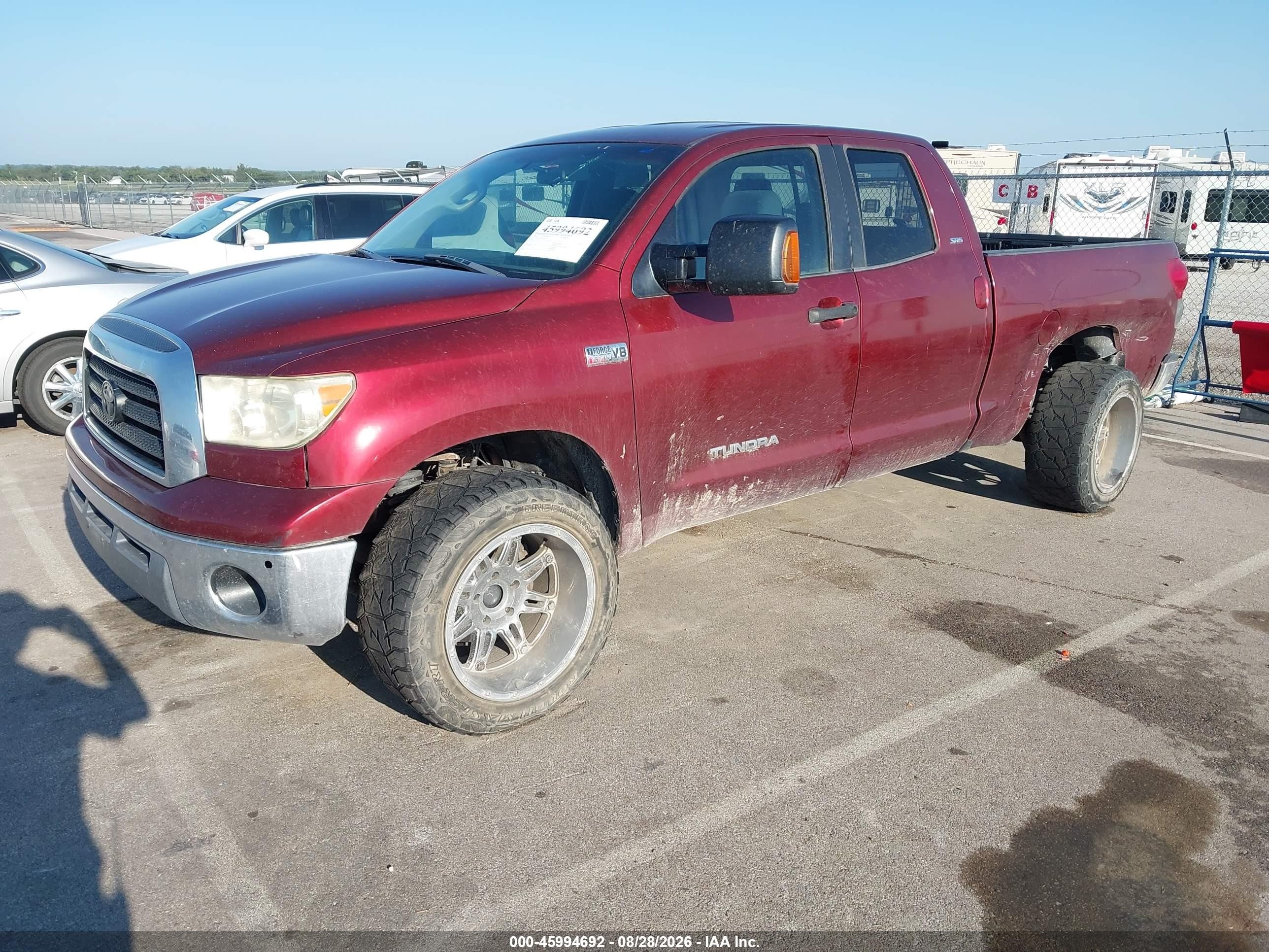 2007 Toyota Tundra Sr5 5.7l V8 Maroon vin: 5TFBV54167X006770