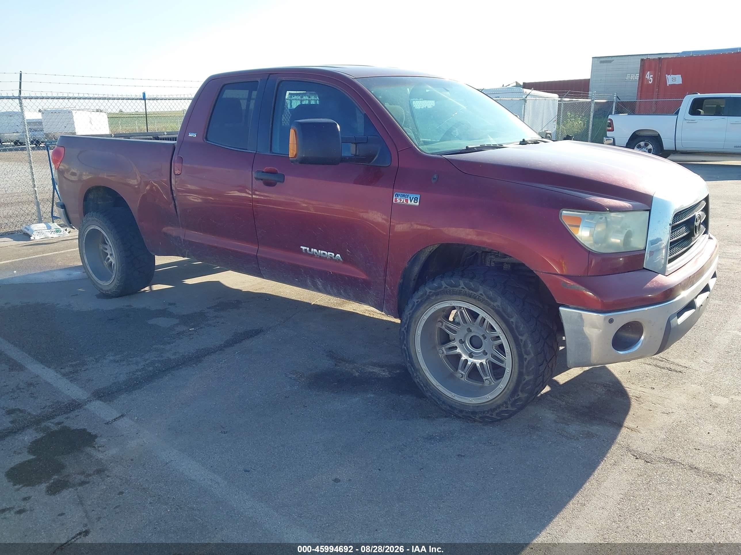 2007 Toyota Tundra Sr5 5.7l V8 Maroon vin: 5TFBV54167X006770
