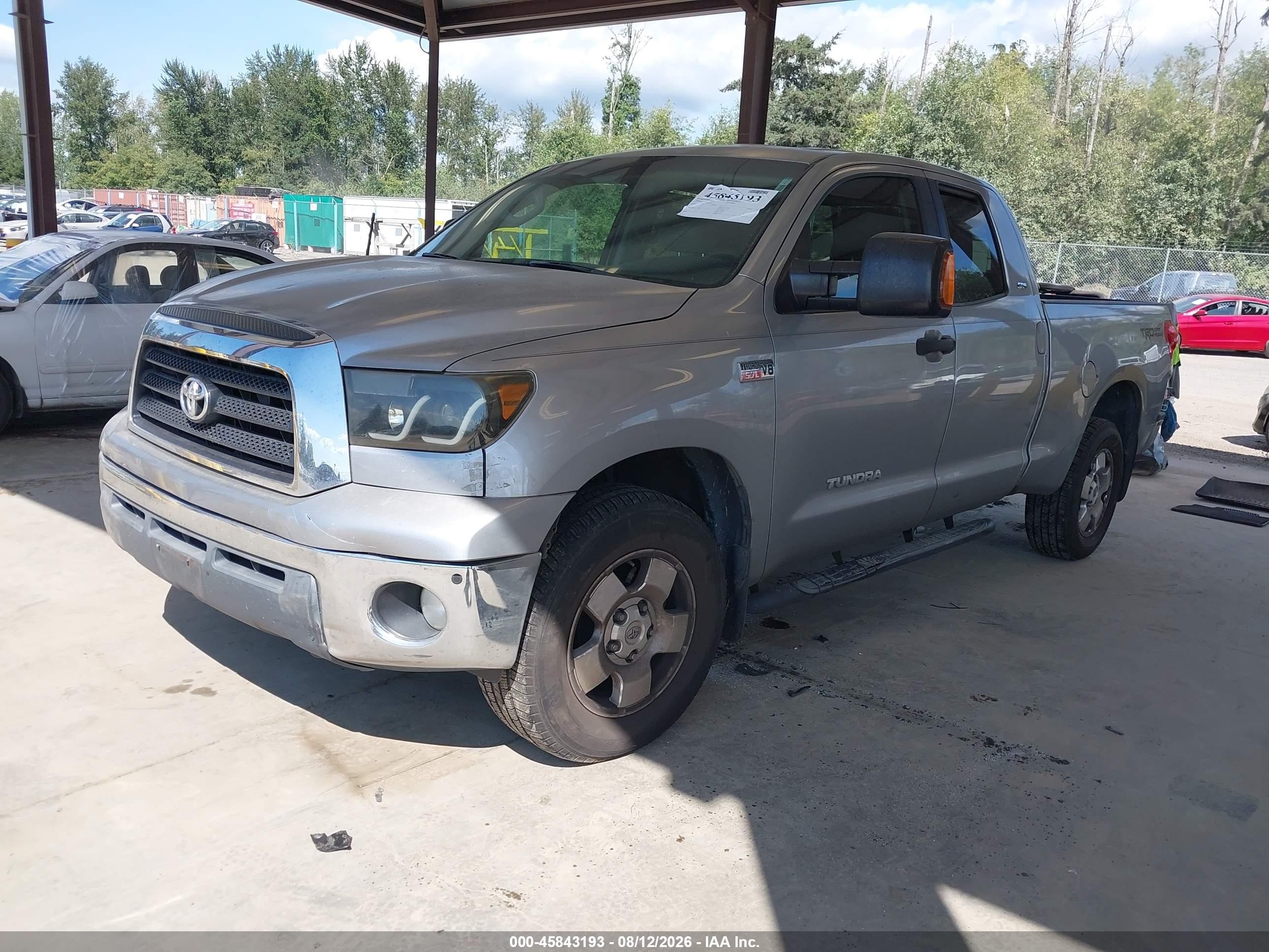 2007 Toyota Tundra Sr5 5.7l V8 Silver vin: 5TFBV54177X028440