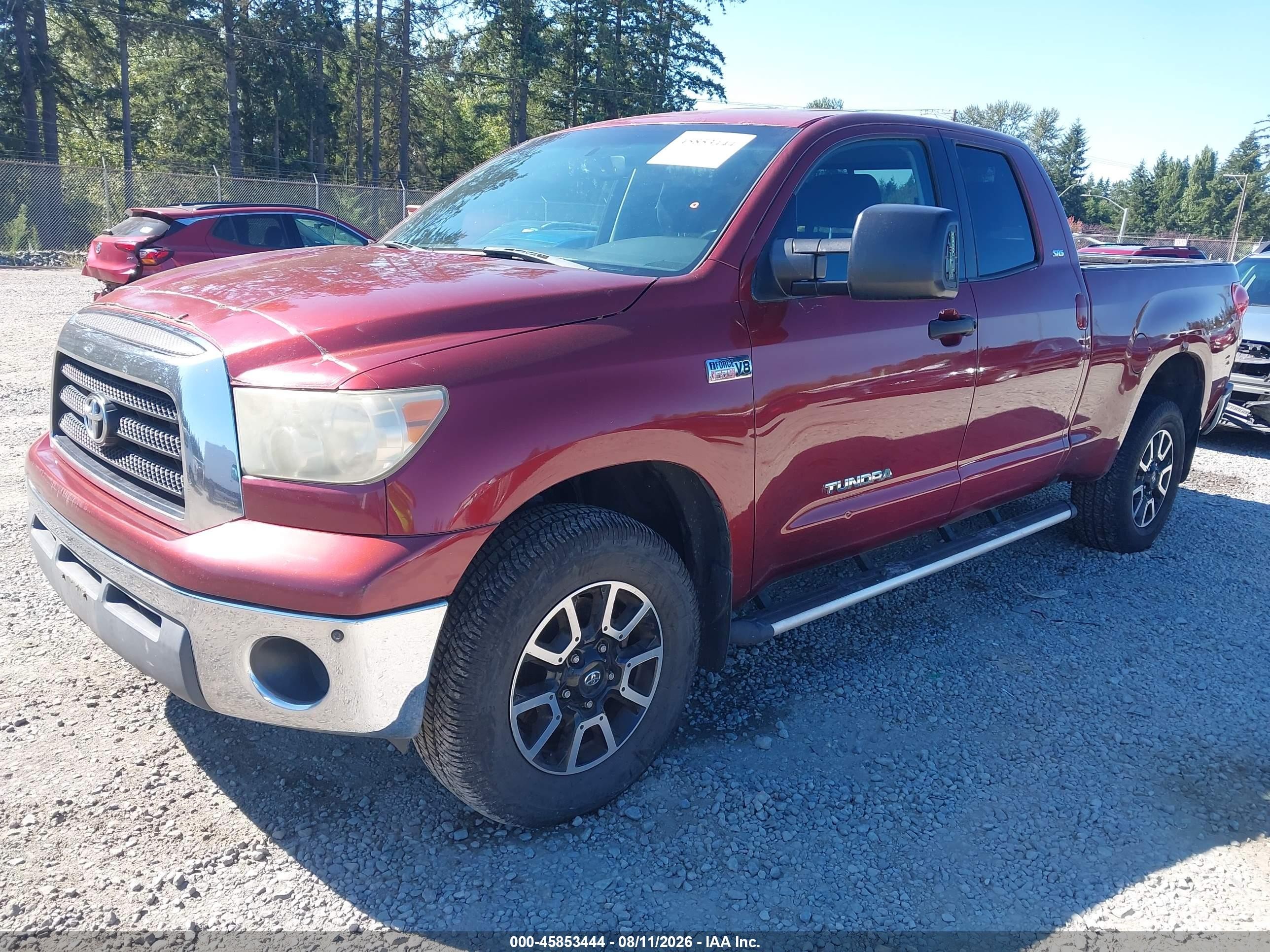 2007 Toyota Tundra Sr5 5.7l V8 Red vin: 5TFBV54187X009654