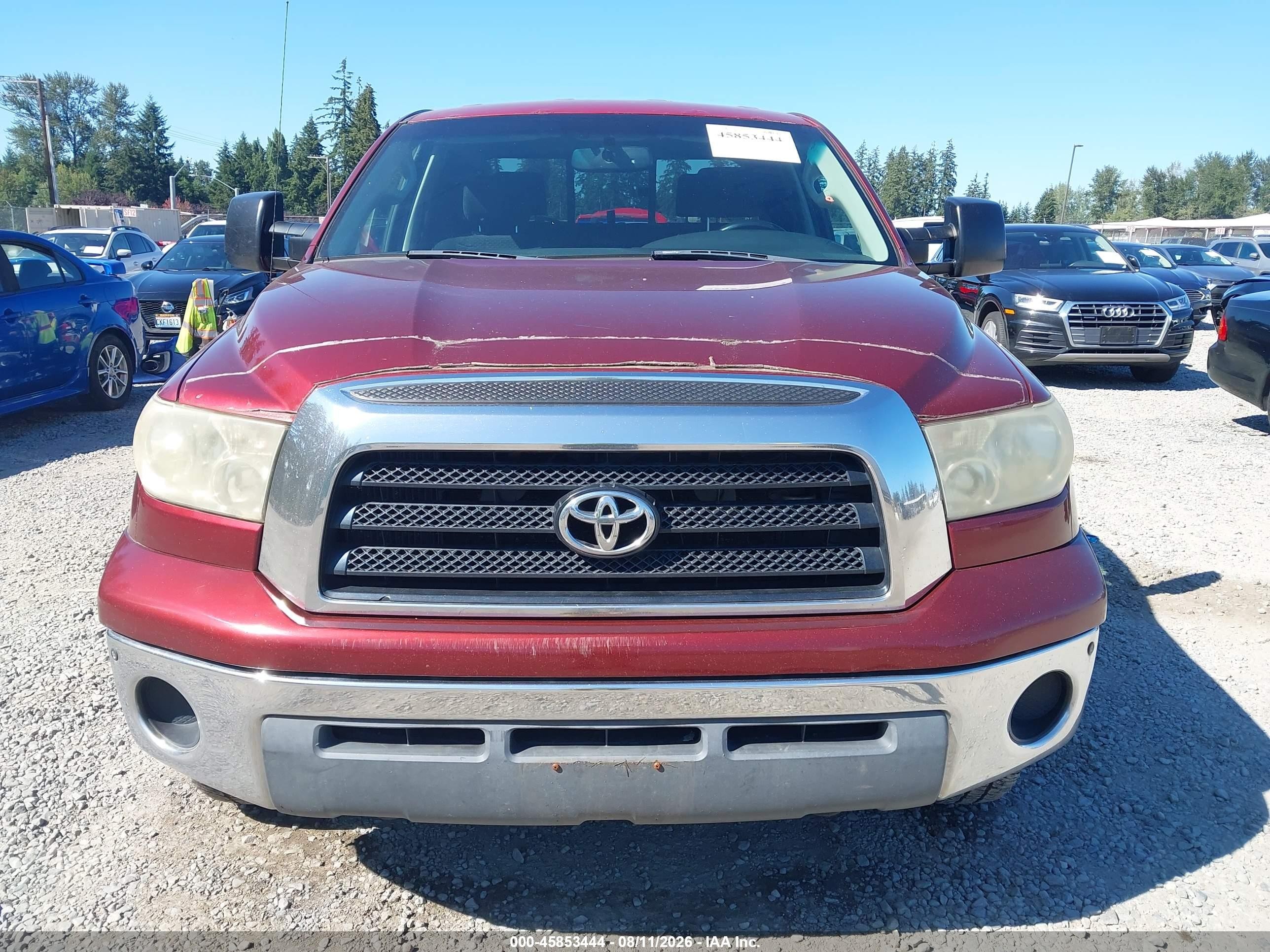 2007 Toyota Tundra Sr5 5.7l V8 Red vin: 5TFBV54187X009654
