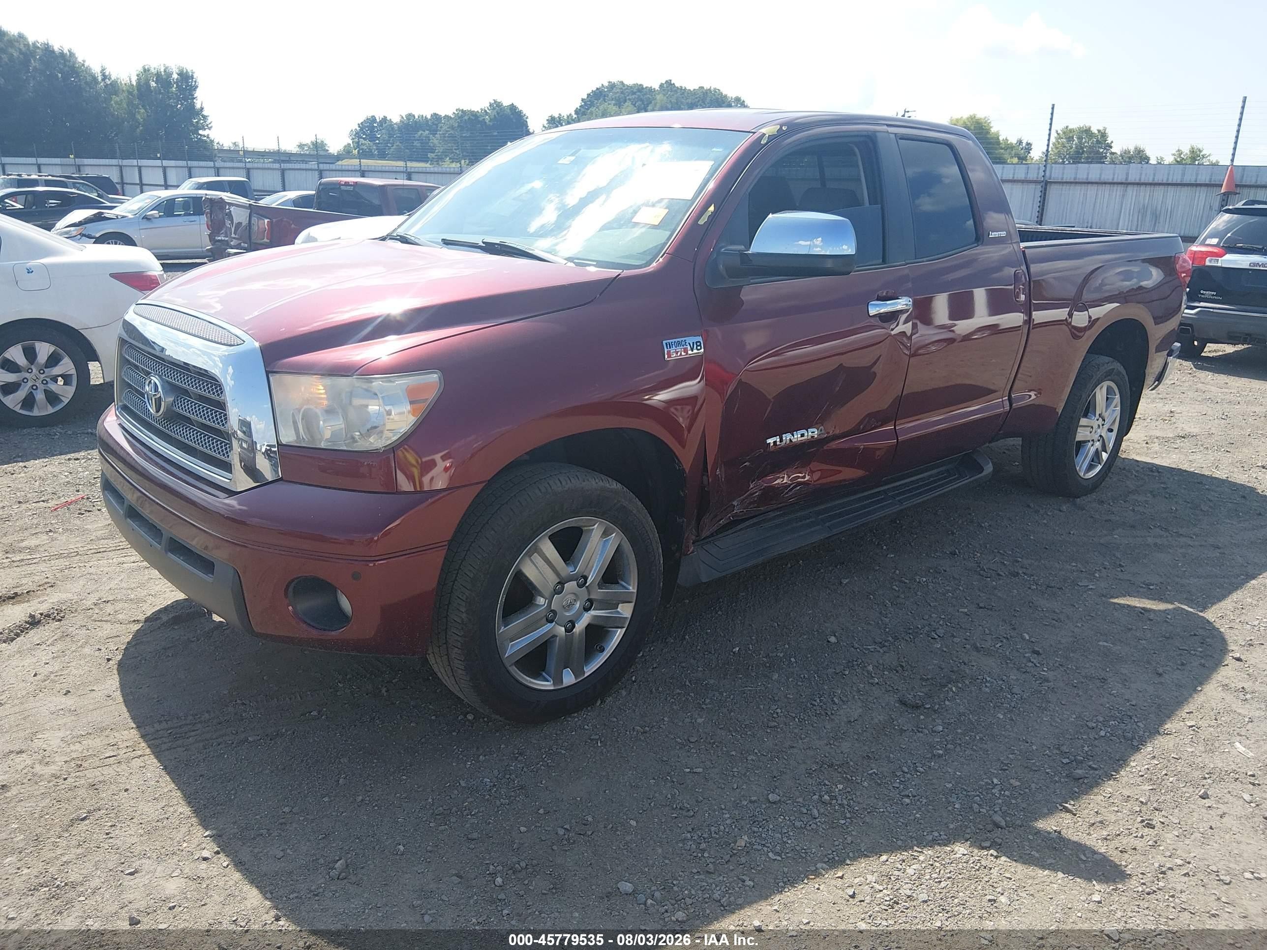 2008 Toyota Tundra Limited 5.7l V8 Maroon vin: 5TFBV58108X066846