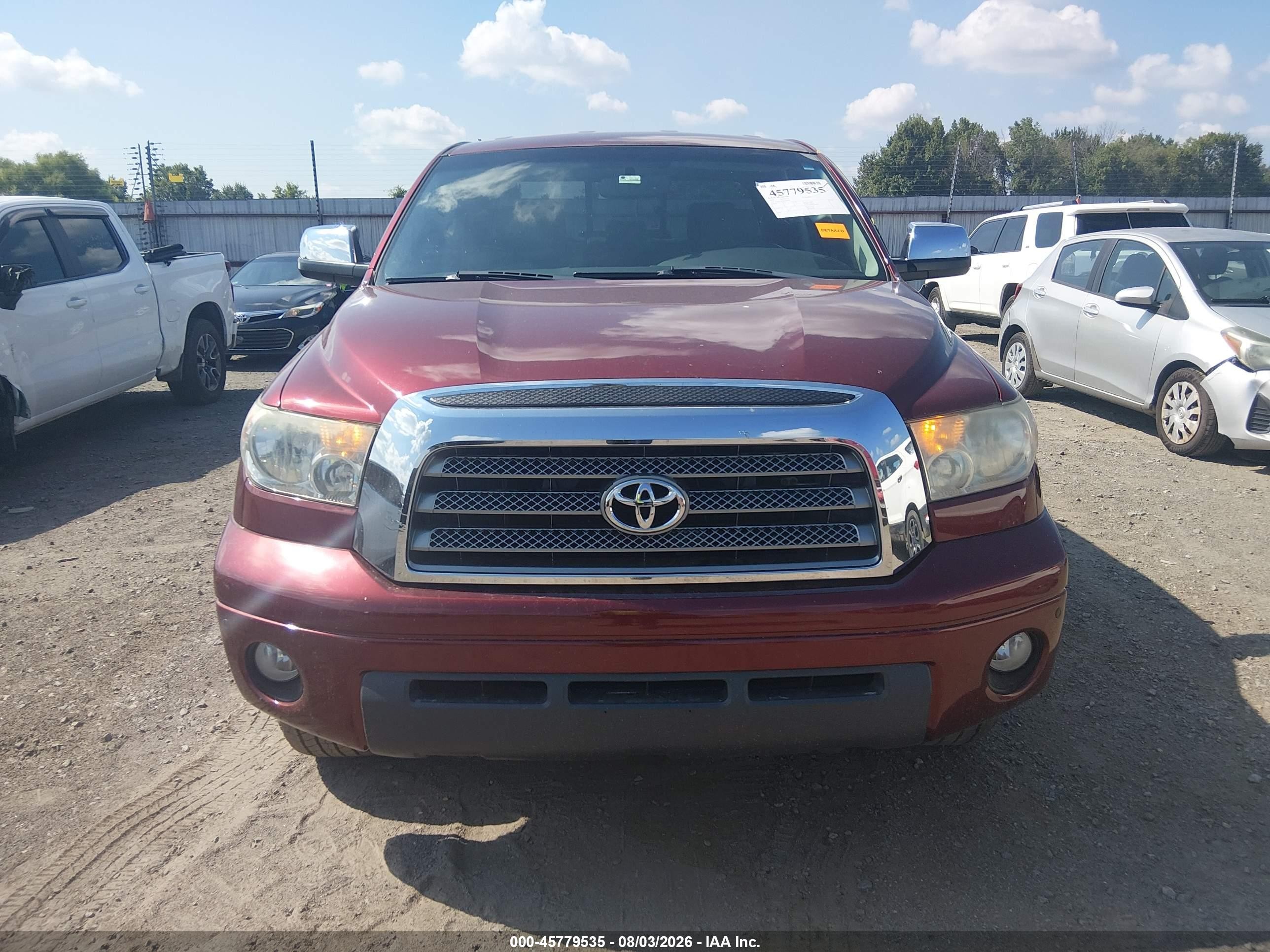 2008 Toyota Tundra Limited 5.7l V8 Maroon vin: 5TFBV58108X066846