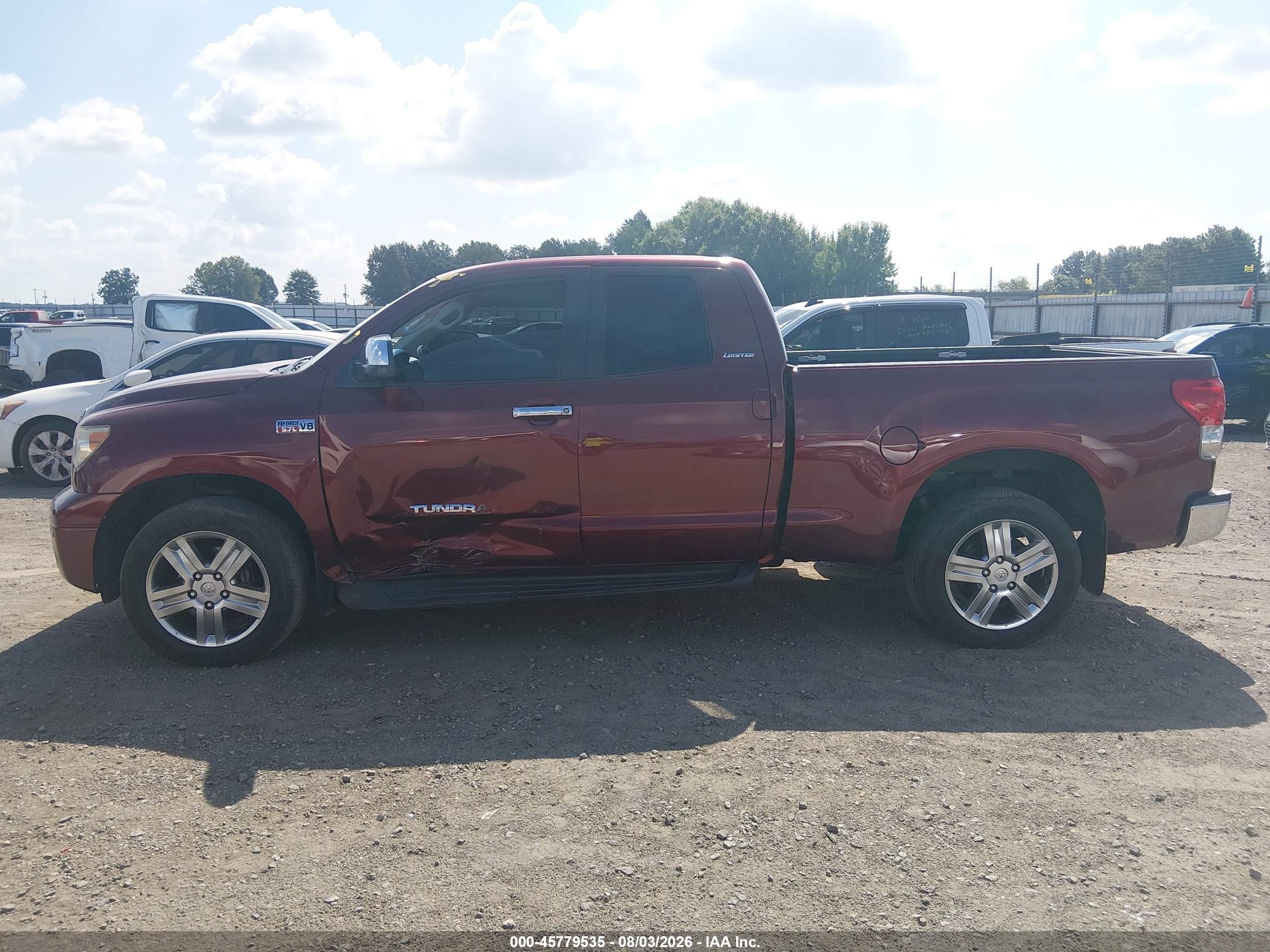 2008 Toyota Tundra Limited 5.7l V8 Maroon vin: 5TFBV58108X066846