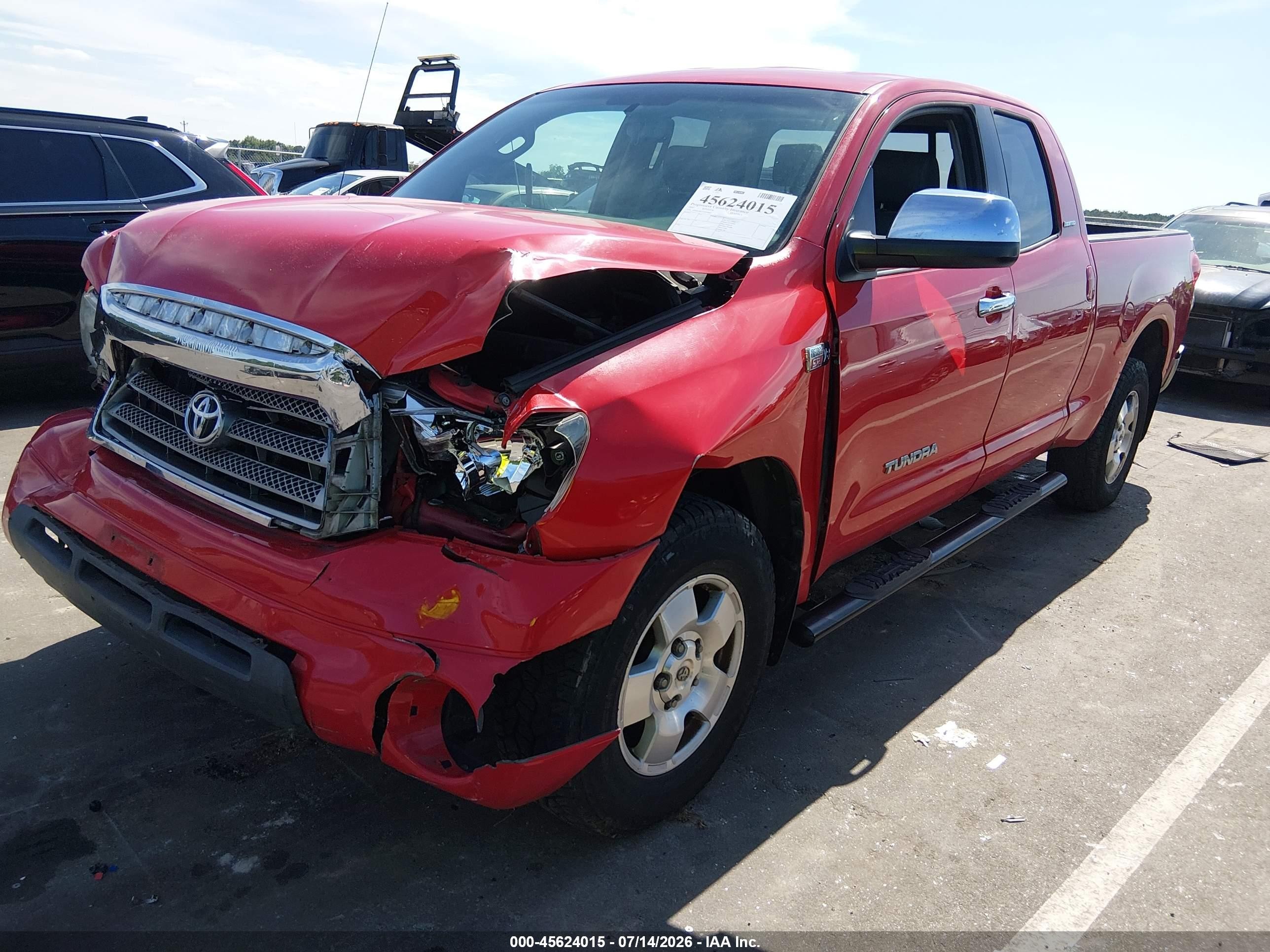 2007 Toyota Tundra Limited 5.7l V8 Red vin: 5TFBV58177X019845