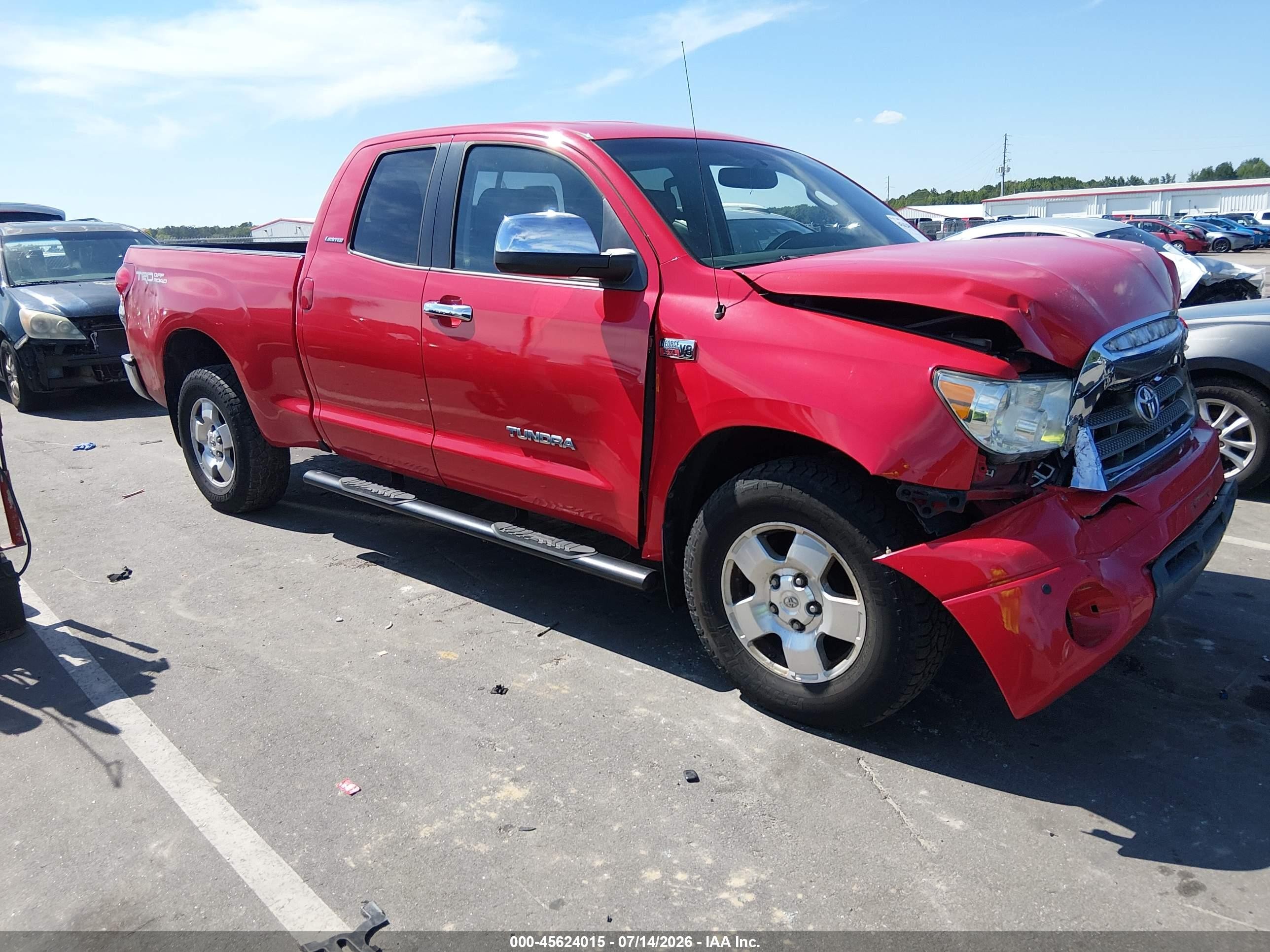 2007 Toyota Tundra Limited 5.7l V8 Red vin: 5TFBV58177X019845