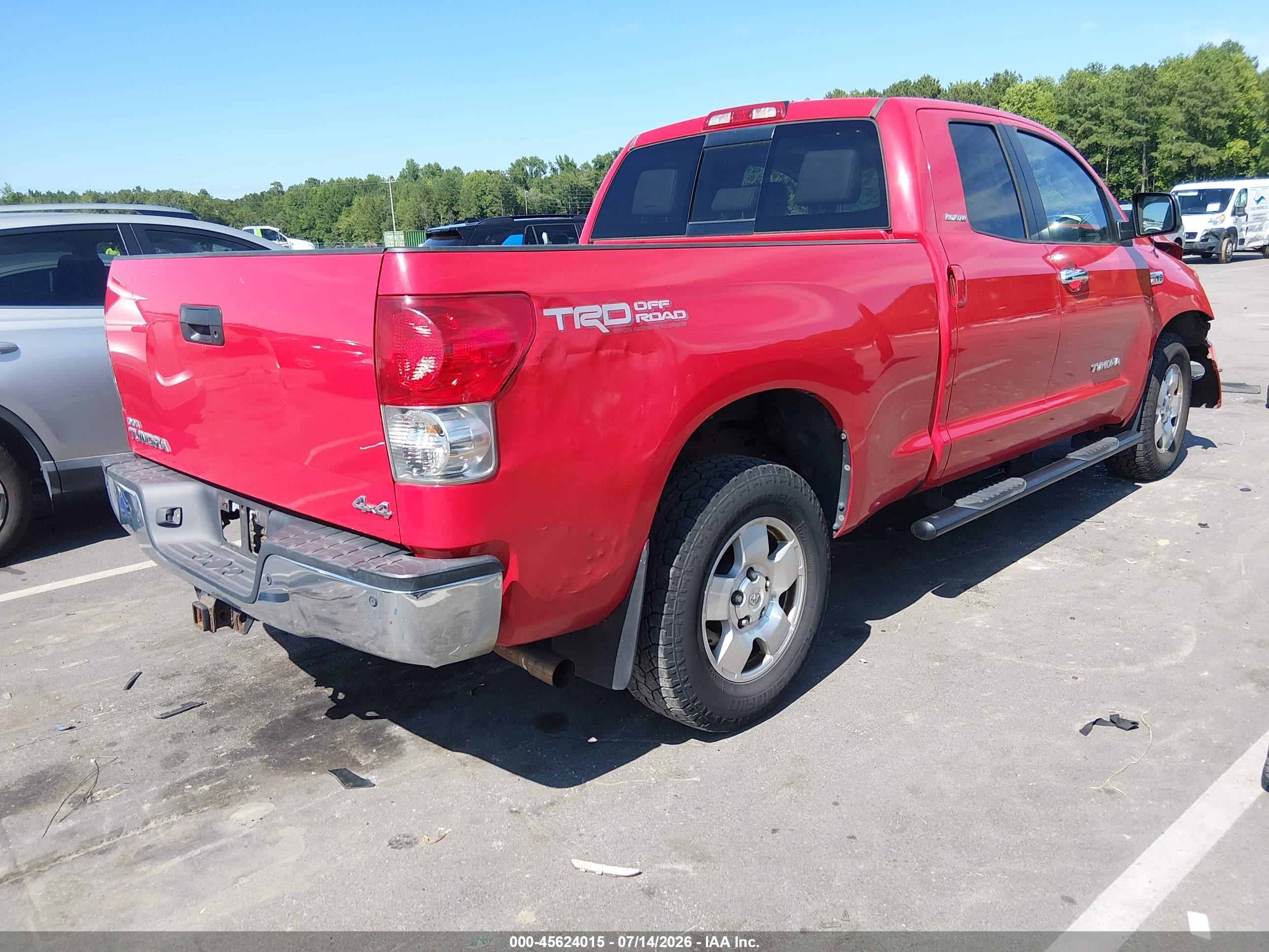2007 Toyota Tundra Limited 5.7l V8 Red vin: 5TFBV58177X019845