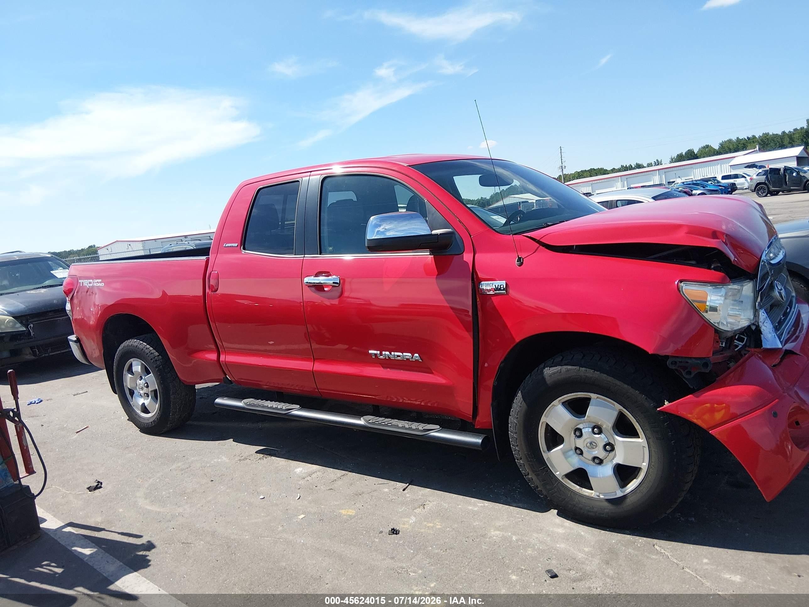 2007 Toyota Tundra Limited 5.7l V8 Red vin: 5TFBV58177X019845