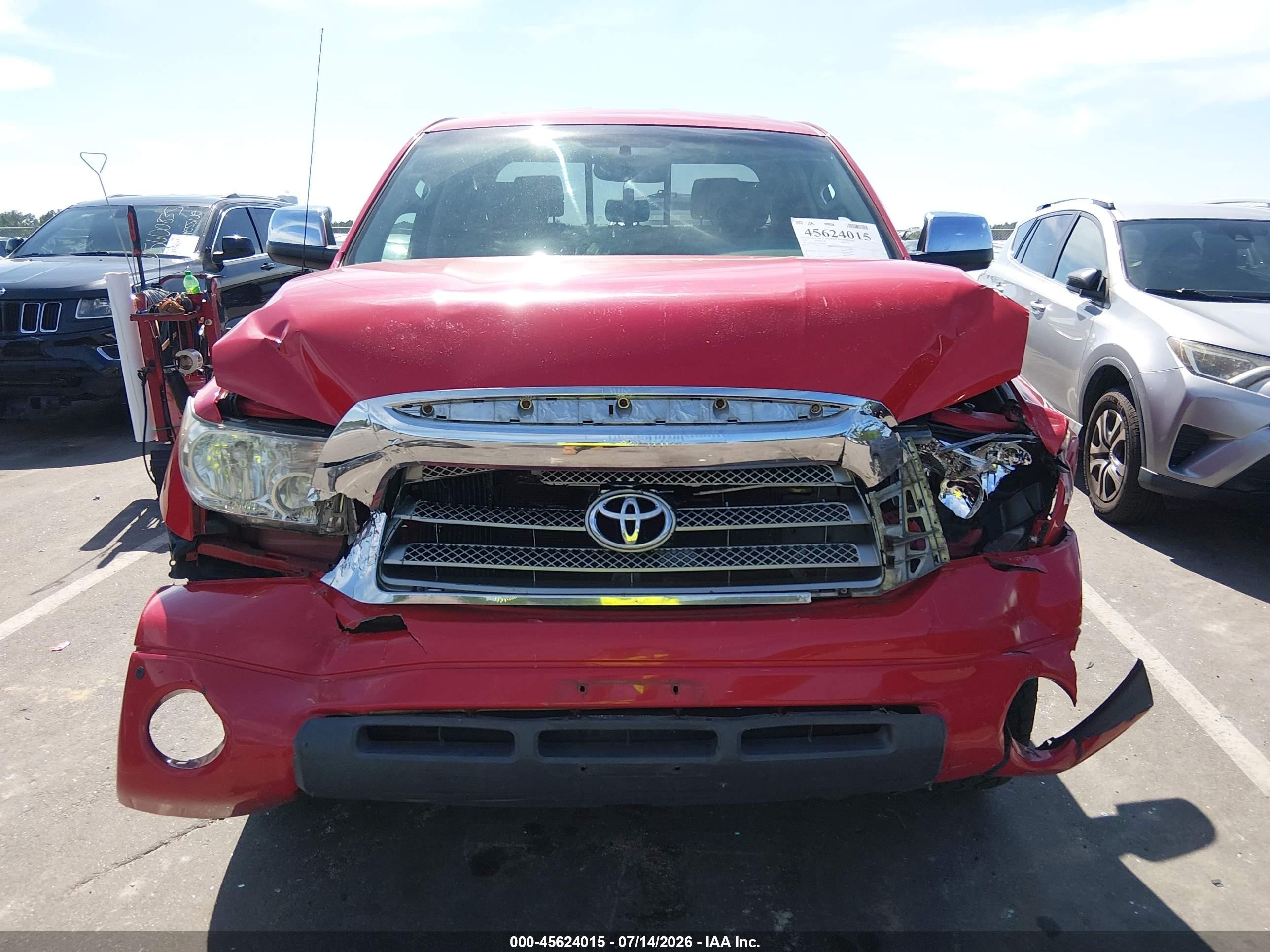 2007 Toyota Tundra Limited 5.7l V8 Red vin: 5TFBV58177X019845