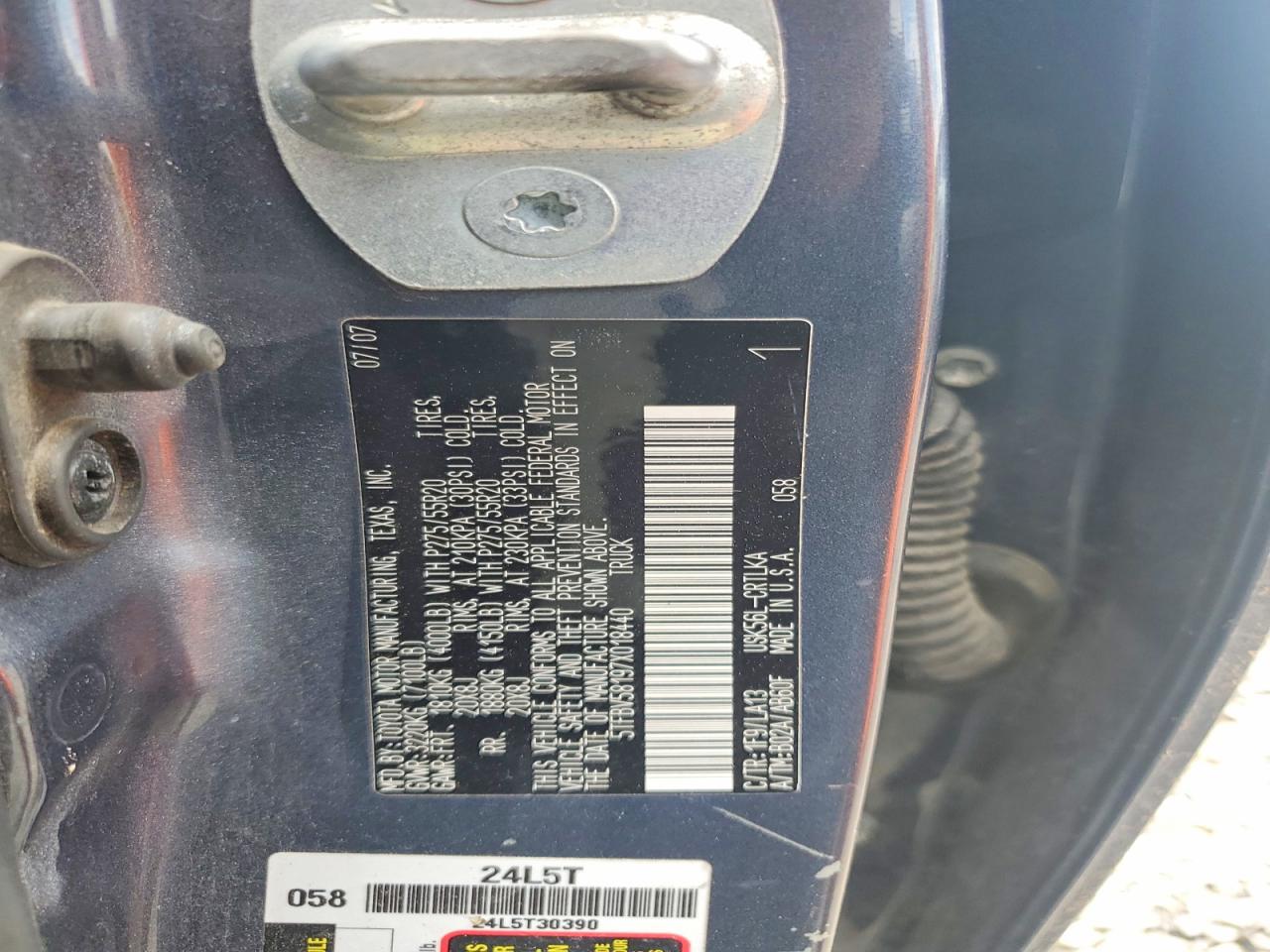 2007 Toyota Tundra Double Cab Limited Угольный vin: 5TFBV58197X018440