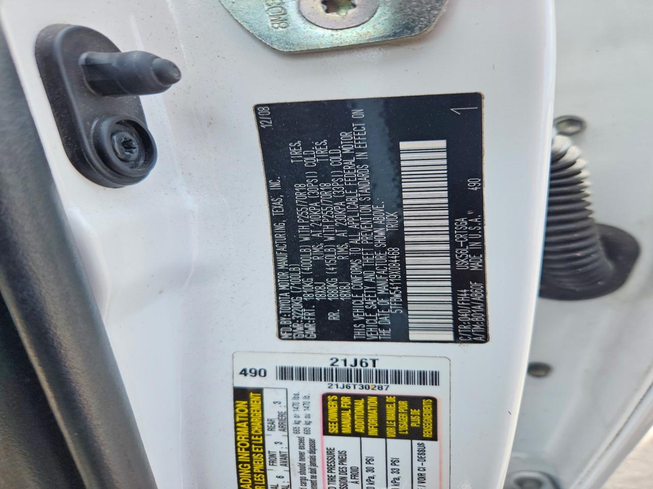 2009 Toyota Tundra Grade White vin: 5TFBW54119X084468