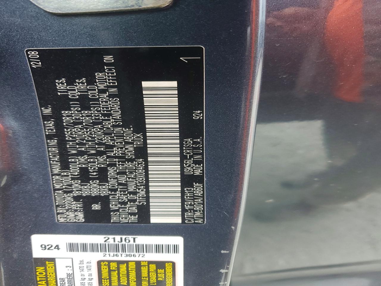 2009 Toyota Tundra Grade Blue vin: 5TFBW54139X084634