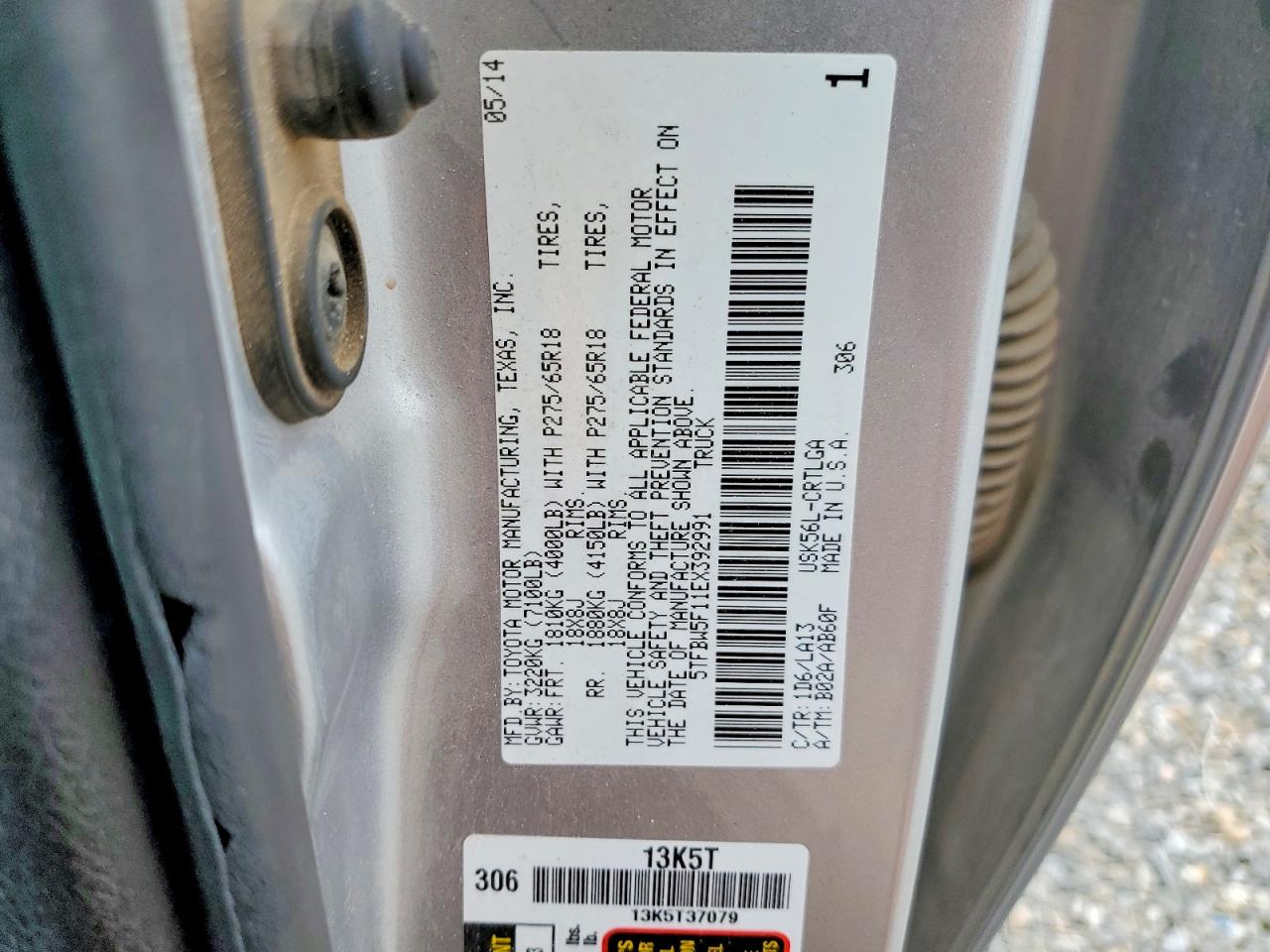 2014 Toyota Tundra Double Cab Limited Silver vin: 5TFBW5F11EX392991