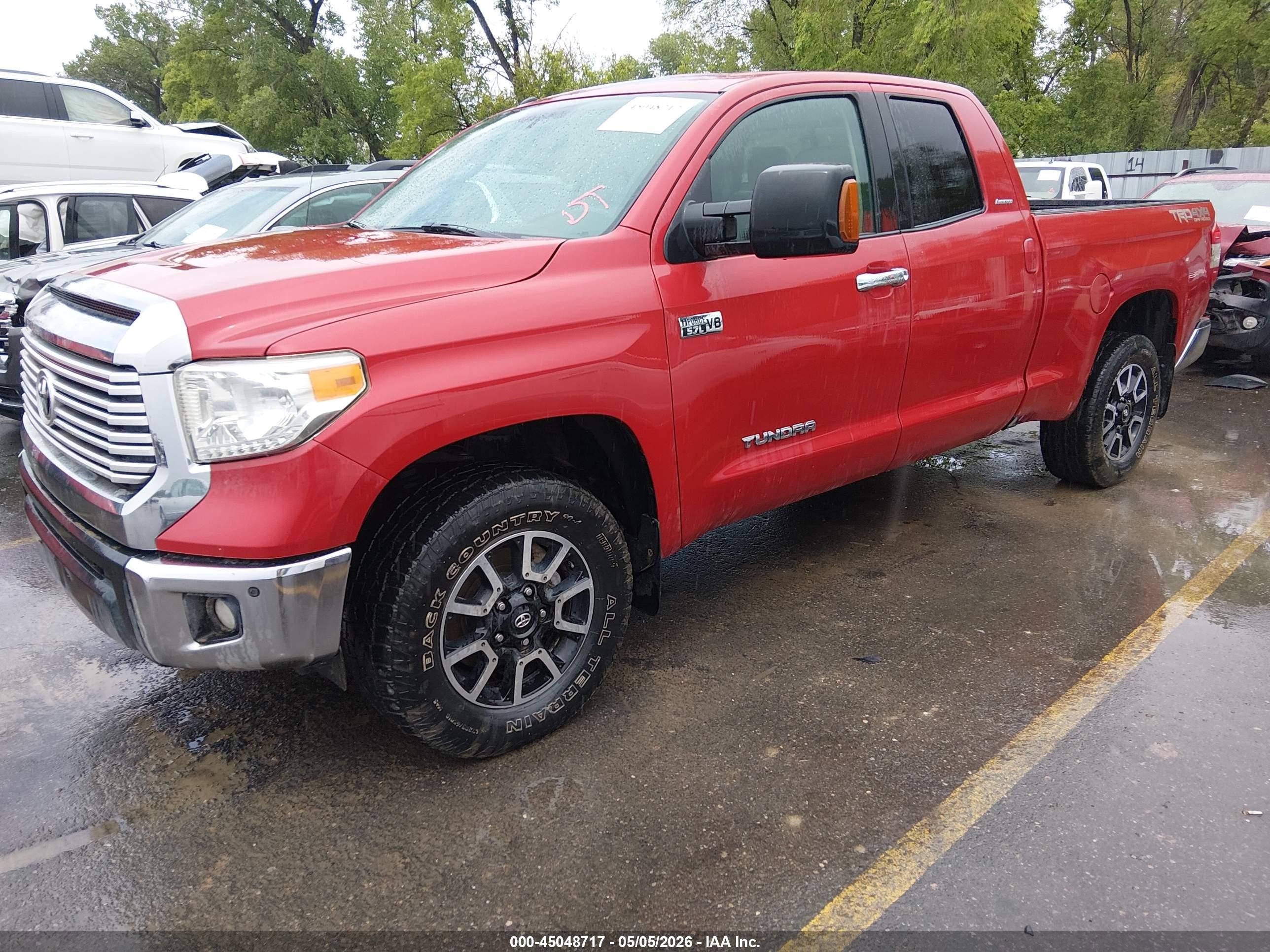 2014 Toyota Tundra Limited 5.7l V8 Red vin: 5TFBW5F1XEX363943