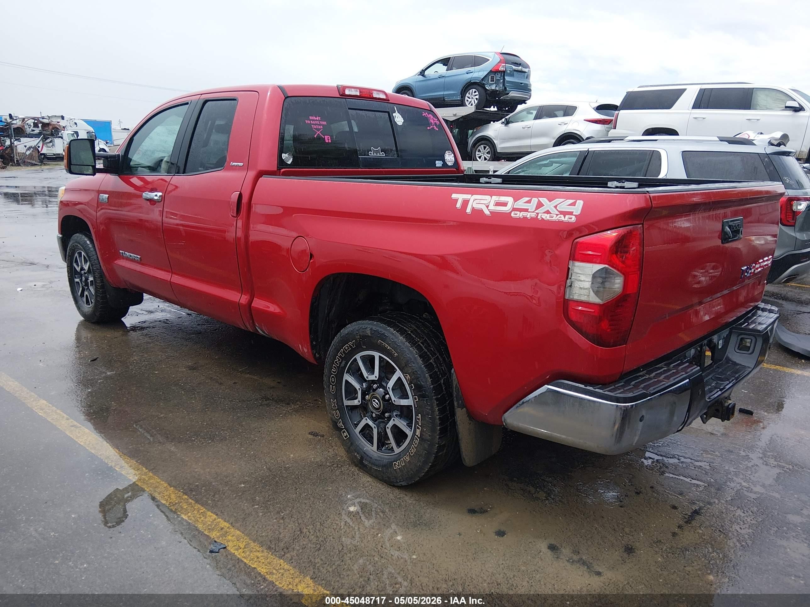 2014 Toyota Tundra Limited 5.7l V8 Red vin: 5TFBW5F1XEX363943