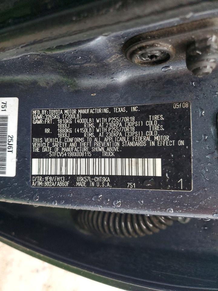 2008 Toyota Tundra Grade Gray vin: 5TFCV54198X008115
