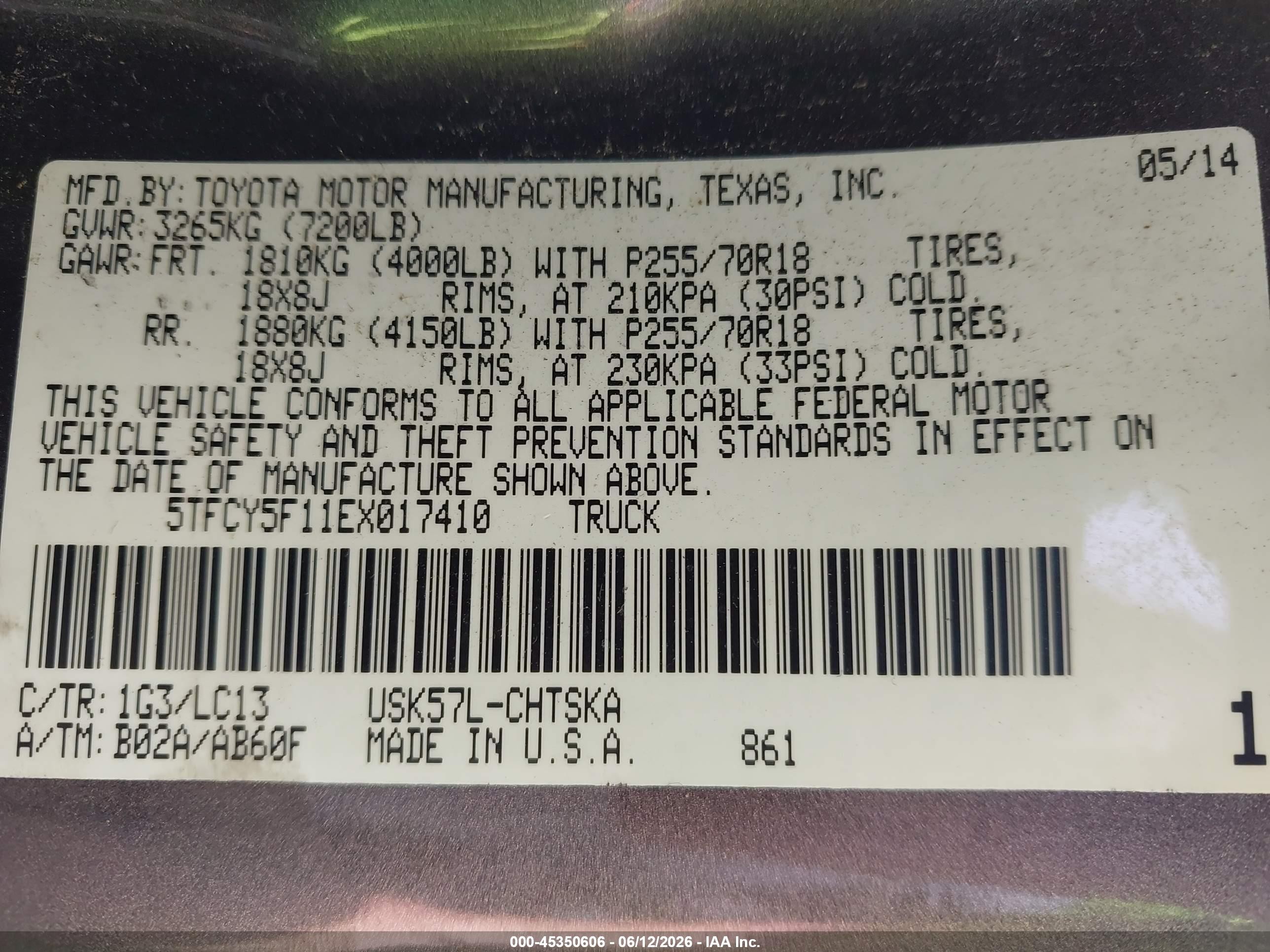 2014 Toyota Tundra Sr 5.7l V8 Gray vin: 5TFCY5F11EX017410