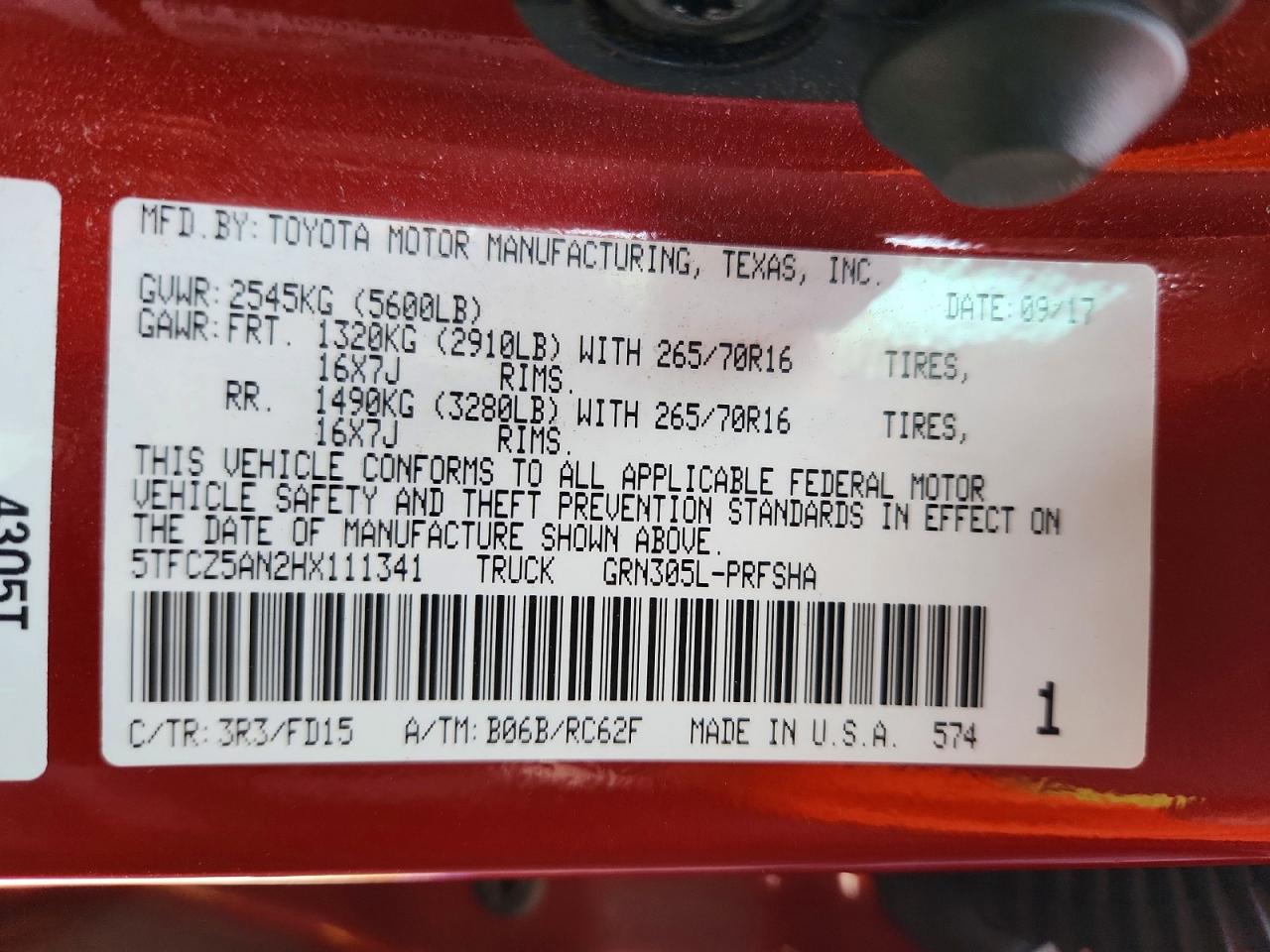 2017 Toyota Tacoma Trd Off-road Red vin: 5TFCZ5AN2HX111341