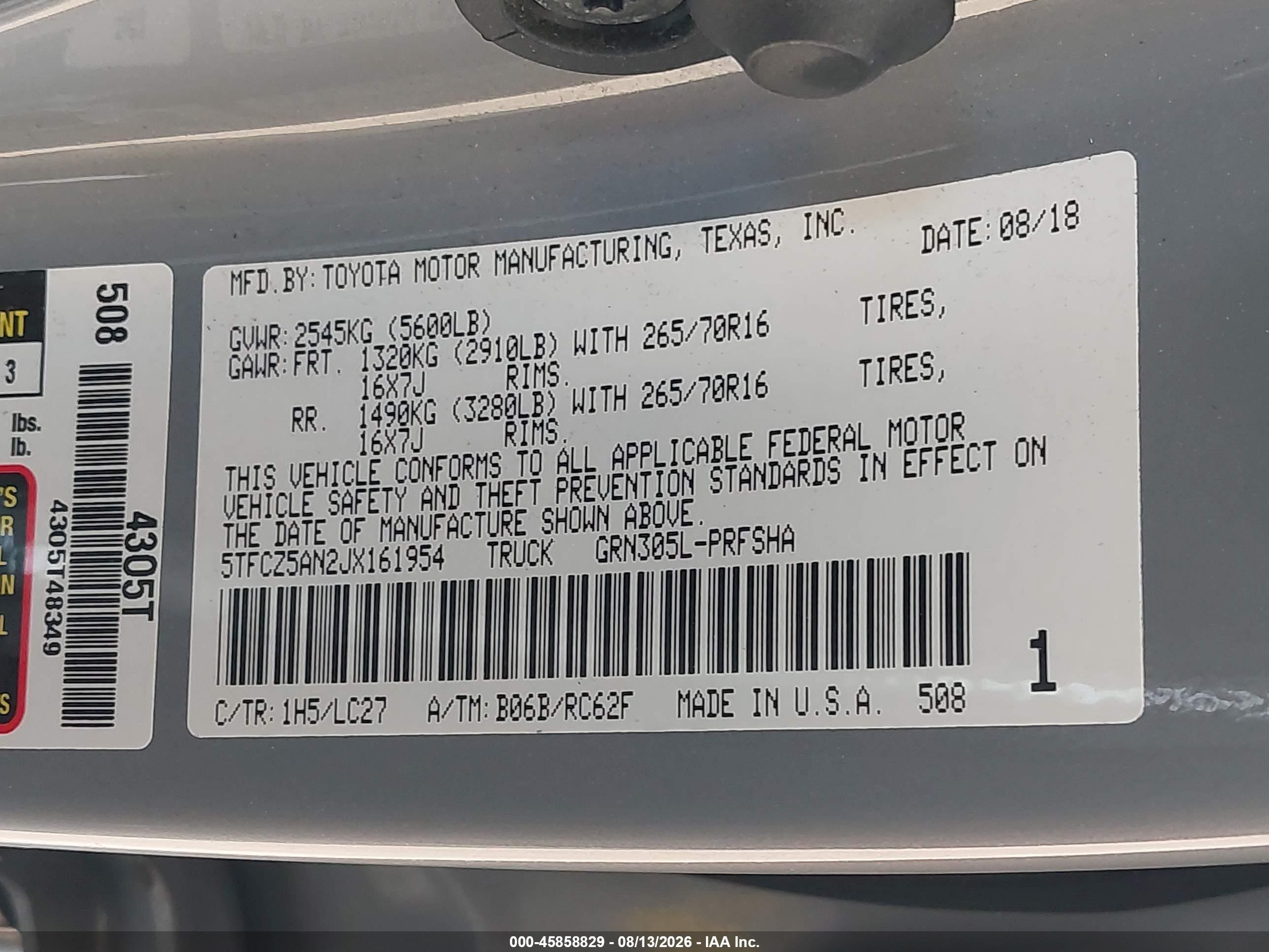 2018 Toyota Tacoma Trd Off Road Gray vin: 5TFCZ5AN2JX161954