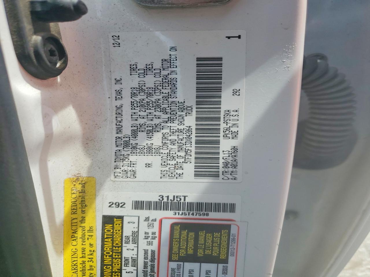 2013 Toyota Tundra Crewmax Sr5 Белый vin: 5TFDM5F13DX042064