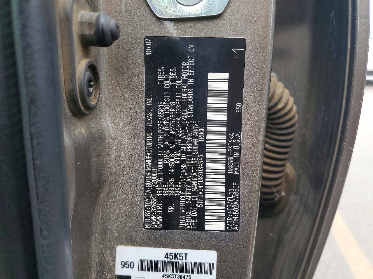 2008 Toyota Tundra Sr5 Gray vin: 5TFDV54108X034543