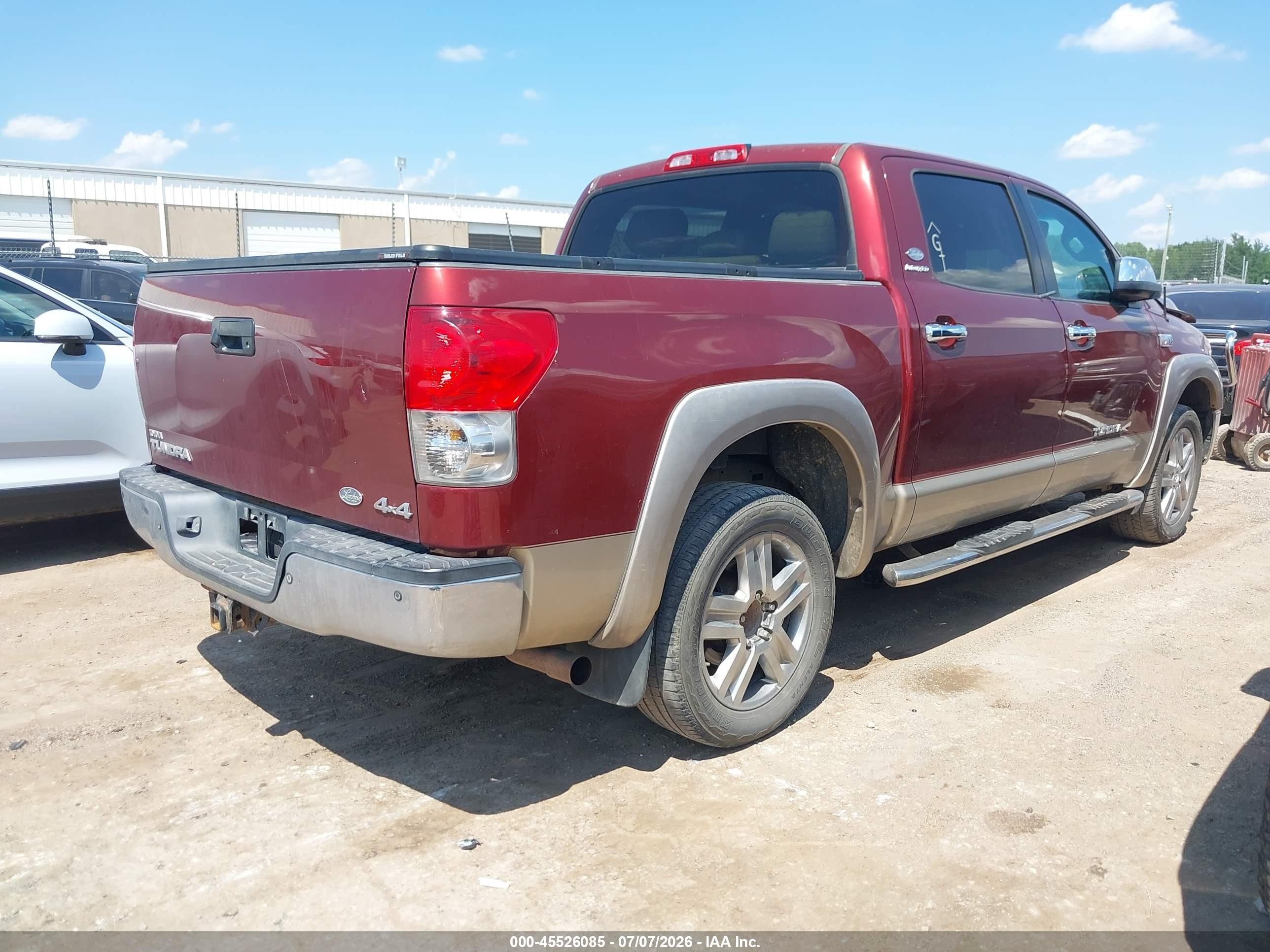 2008 Toyota Tundra Limited 5.7l V8 Red vin: 5TFDV58188X073925