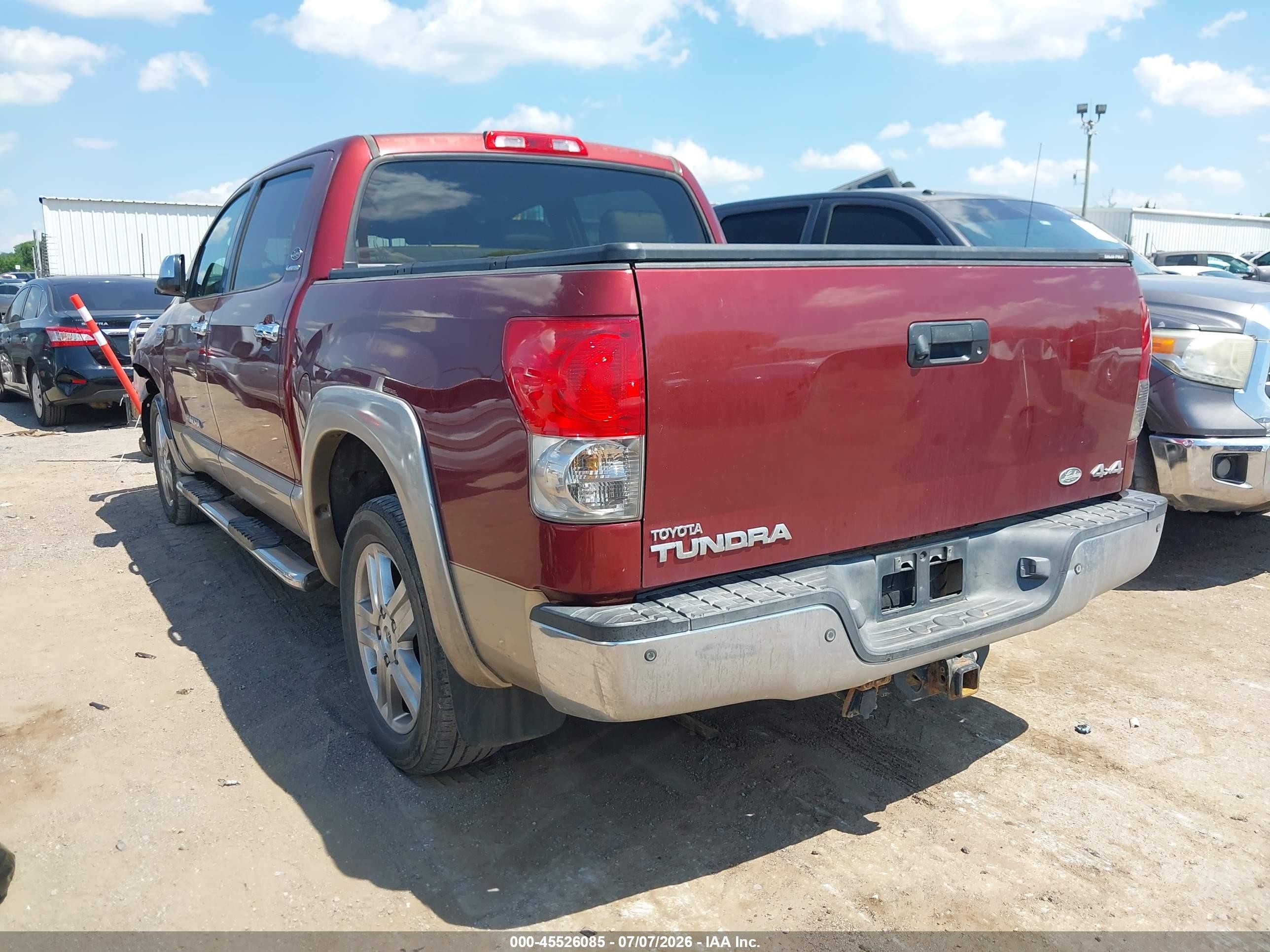 2008 Toyota Tundra Limited 5.7l V8 Red vin: 5TFDV58188X073925