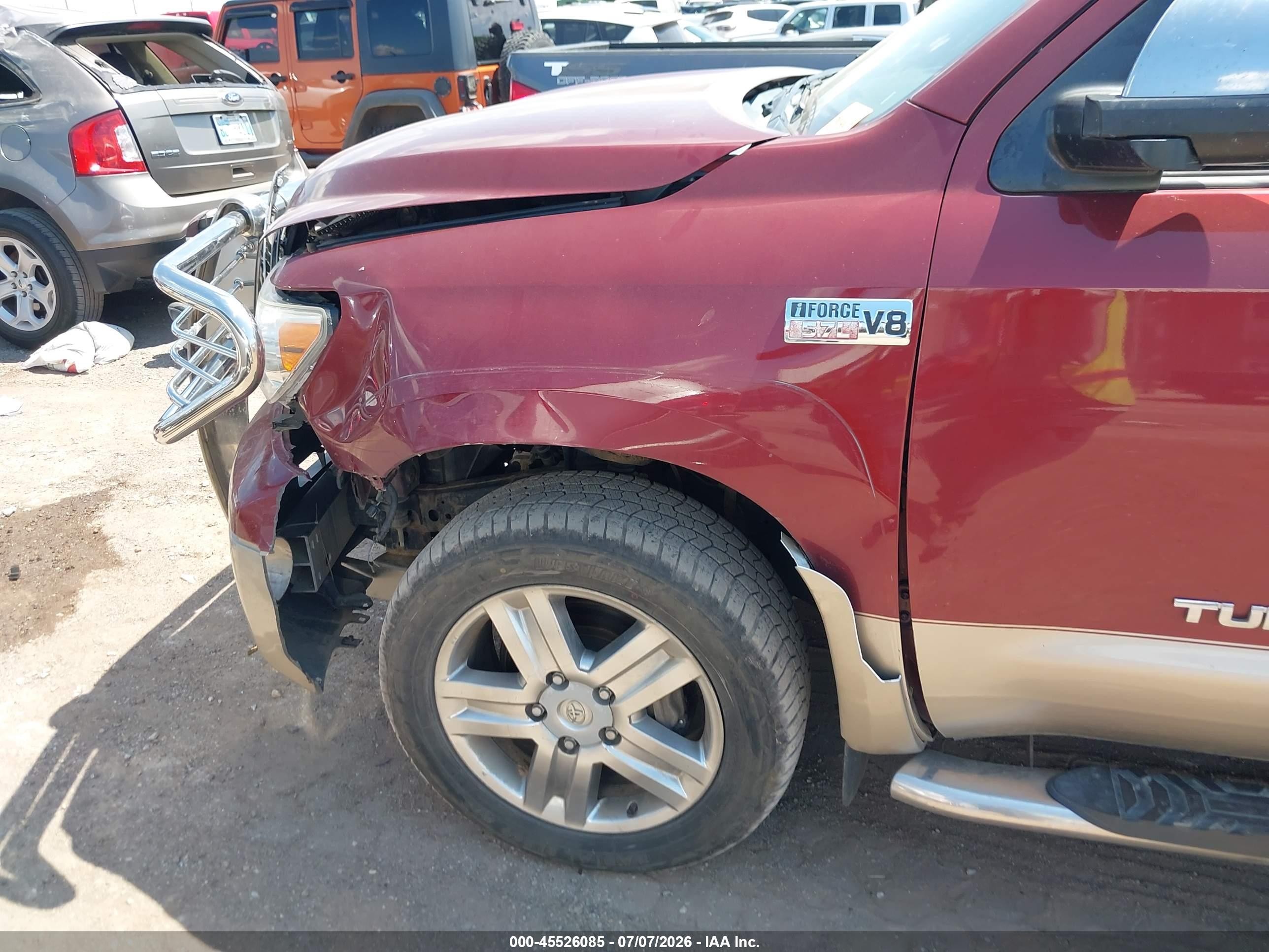 2008 Toyota Tundra Limited 5.7l V8 Red vin: 5TFDV58188X073925