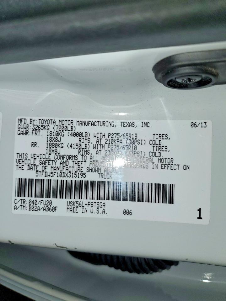2013 Toyota Tundra Crewmax Sr5 White vin: 5TFDW5F10DX315195